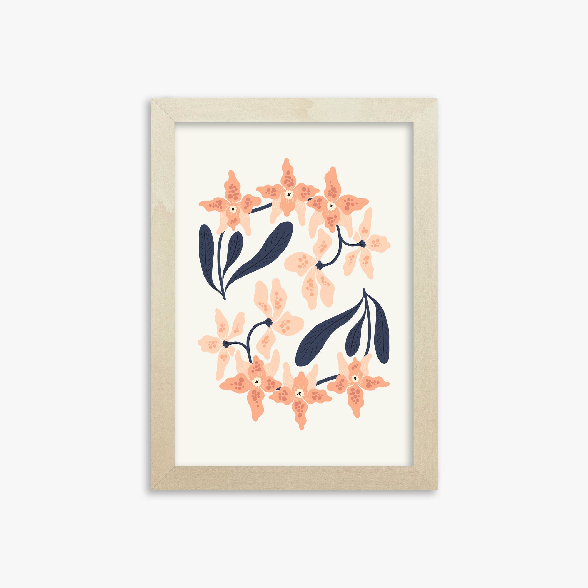 Peach Blossom Circle, 21x30cm Framed Poster With Lime Wood Frame