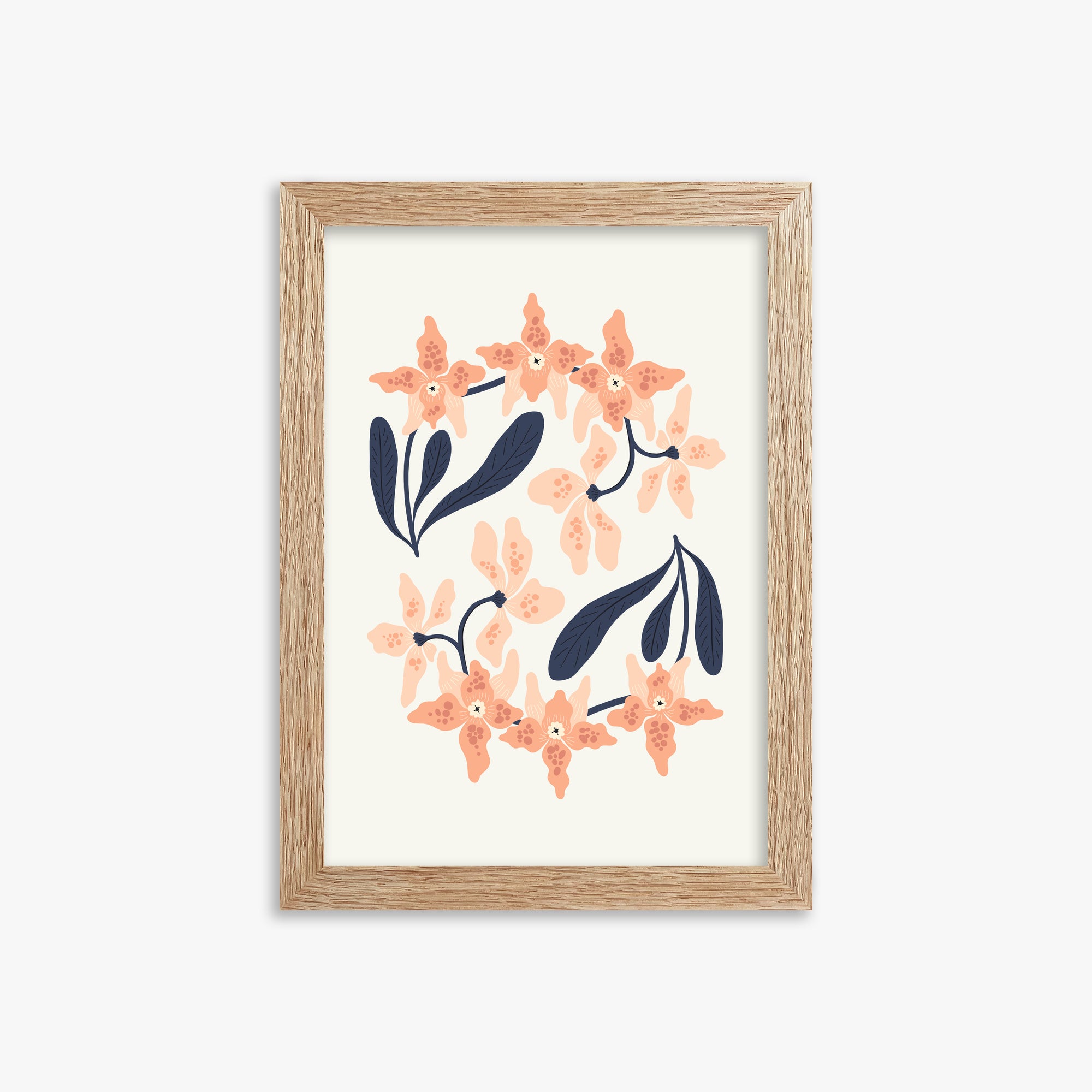 Peach Blossom Circle, 21x30cm Framed Poster With Raw Oak Frame