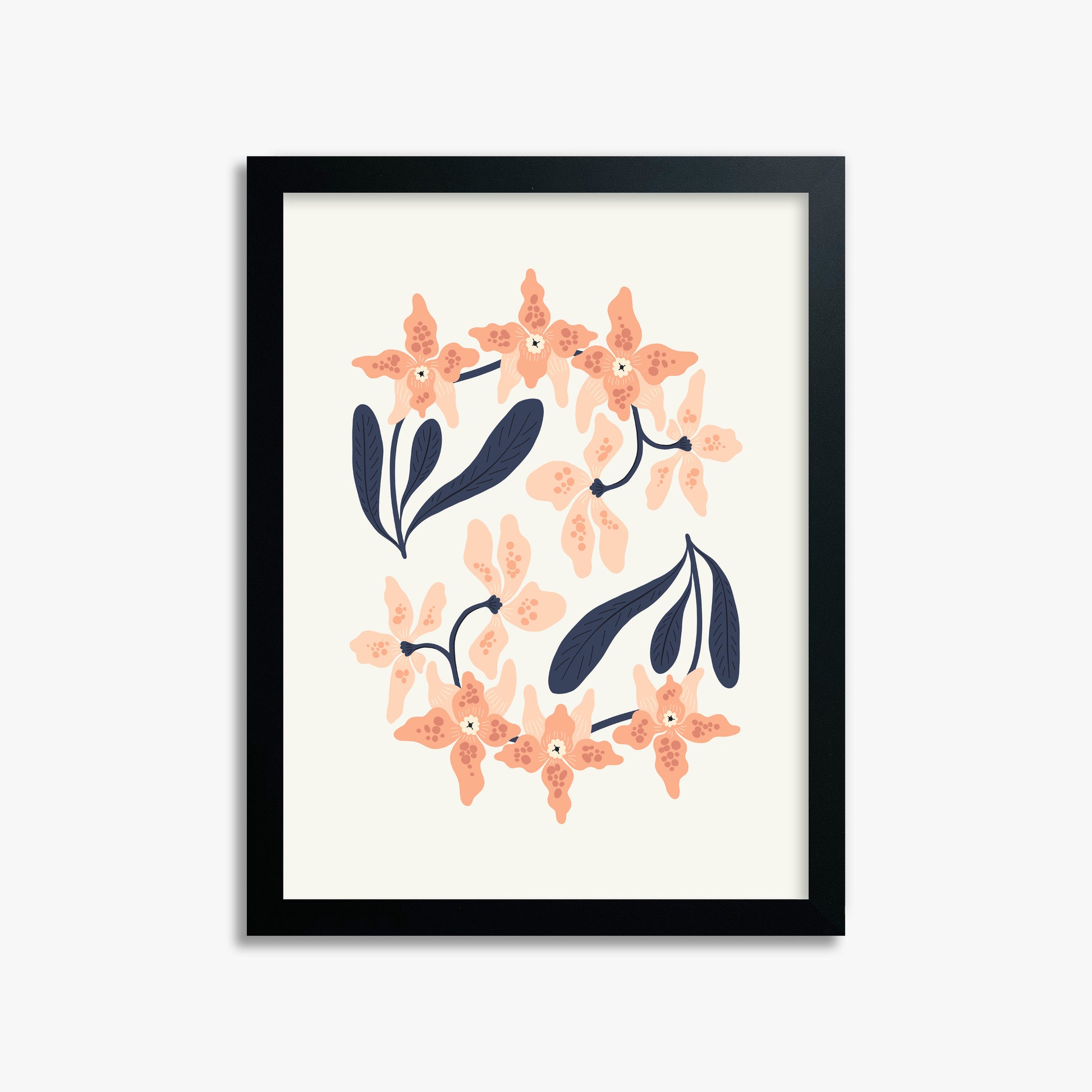 Peach Blossom Circle, 30x40cm Framed Poster With Black Frame