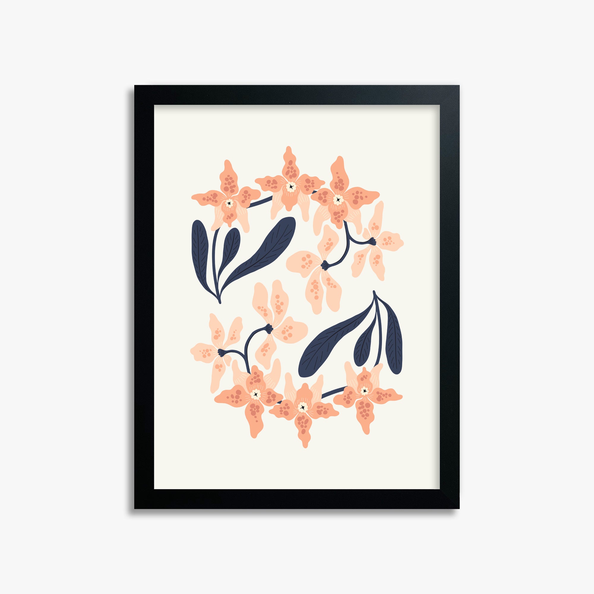 Peach Blossom Circle, 30x40cm Framed Poster With Black Frame