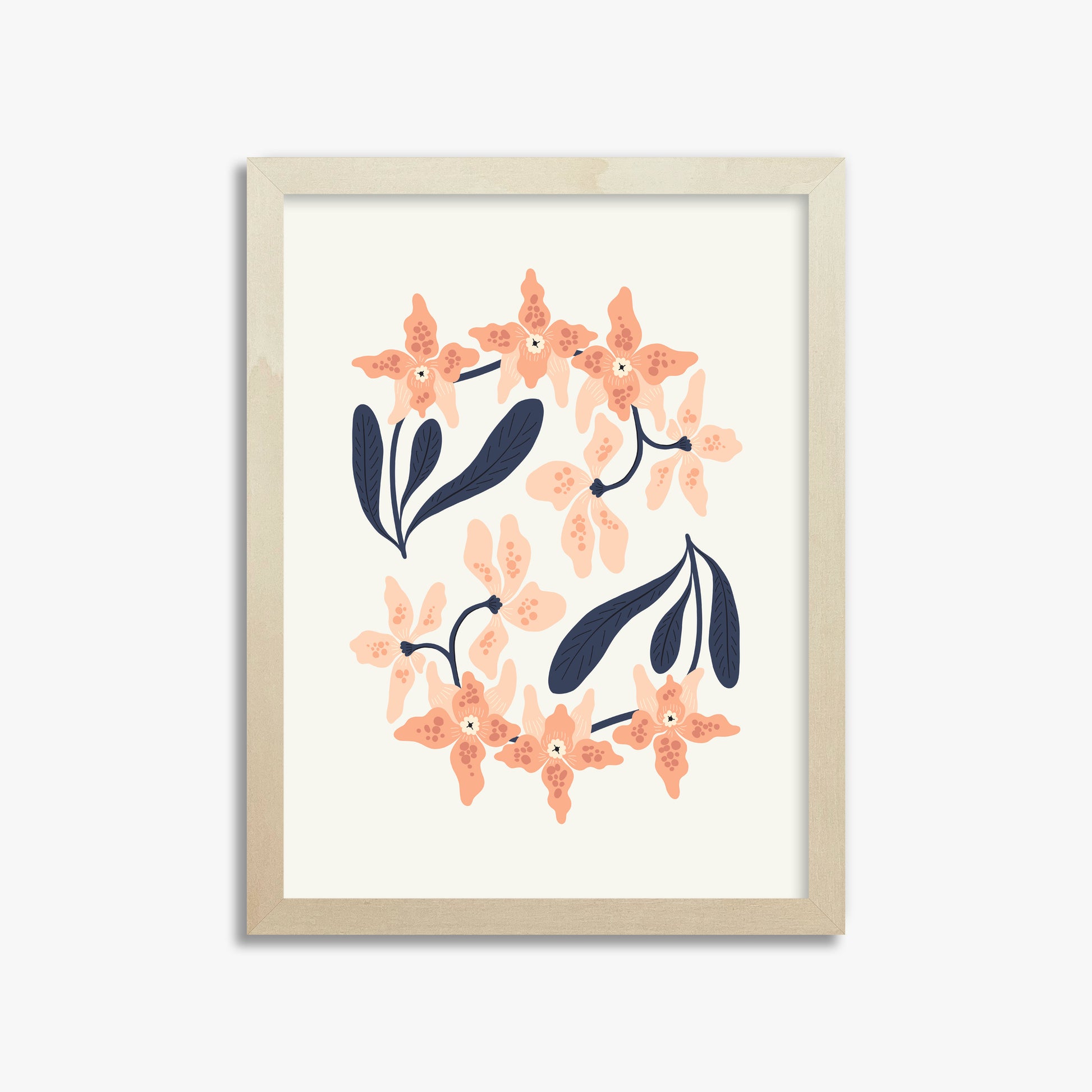 Peach Blossom Circle, 30x40cm Framed Poster With Lime Wood Frame