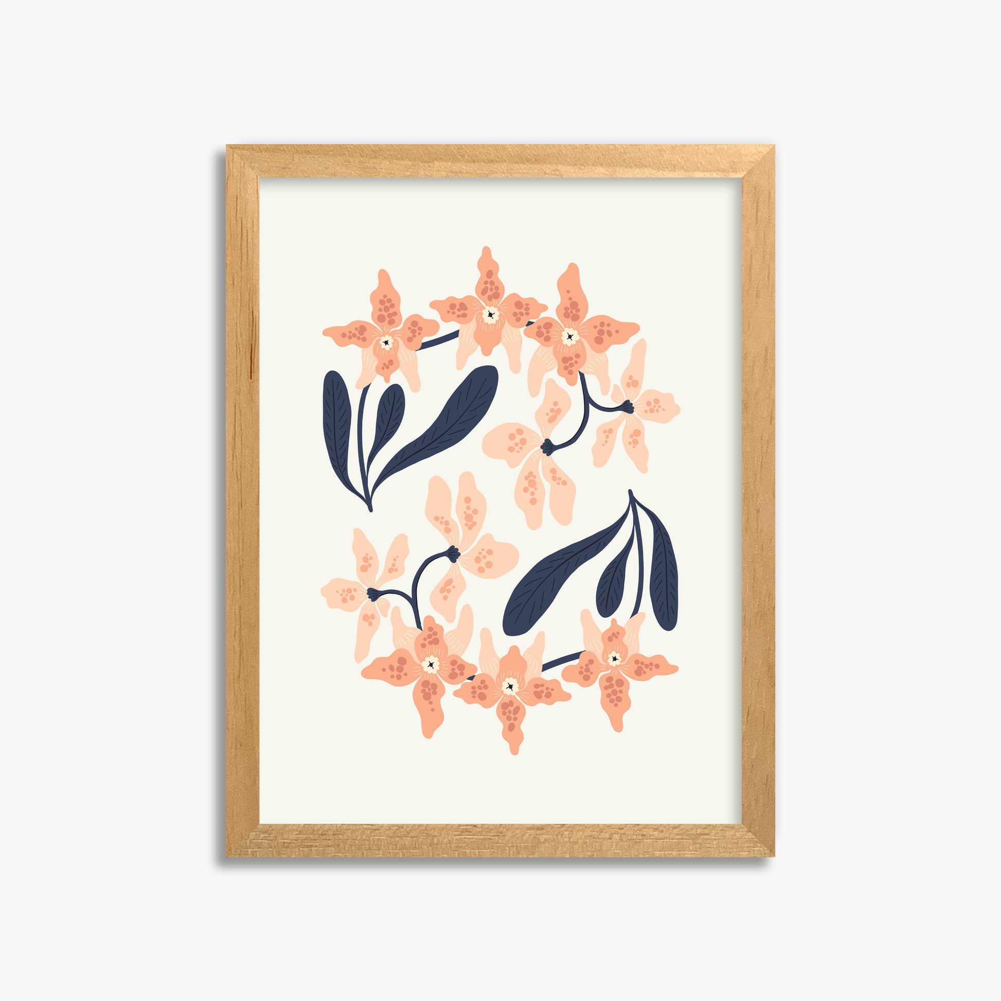 Peach Blossom Circle, 30x40cm Framed Poster With Oak Frame