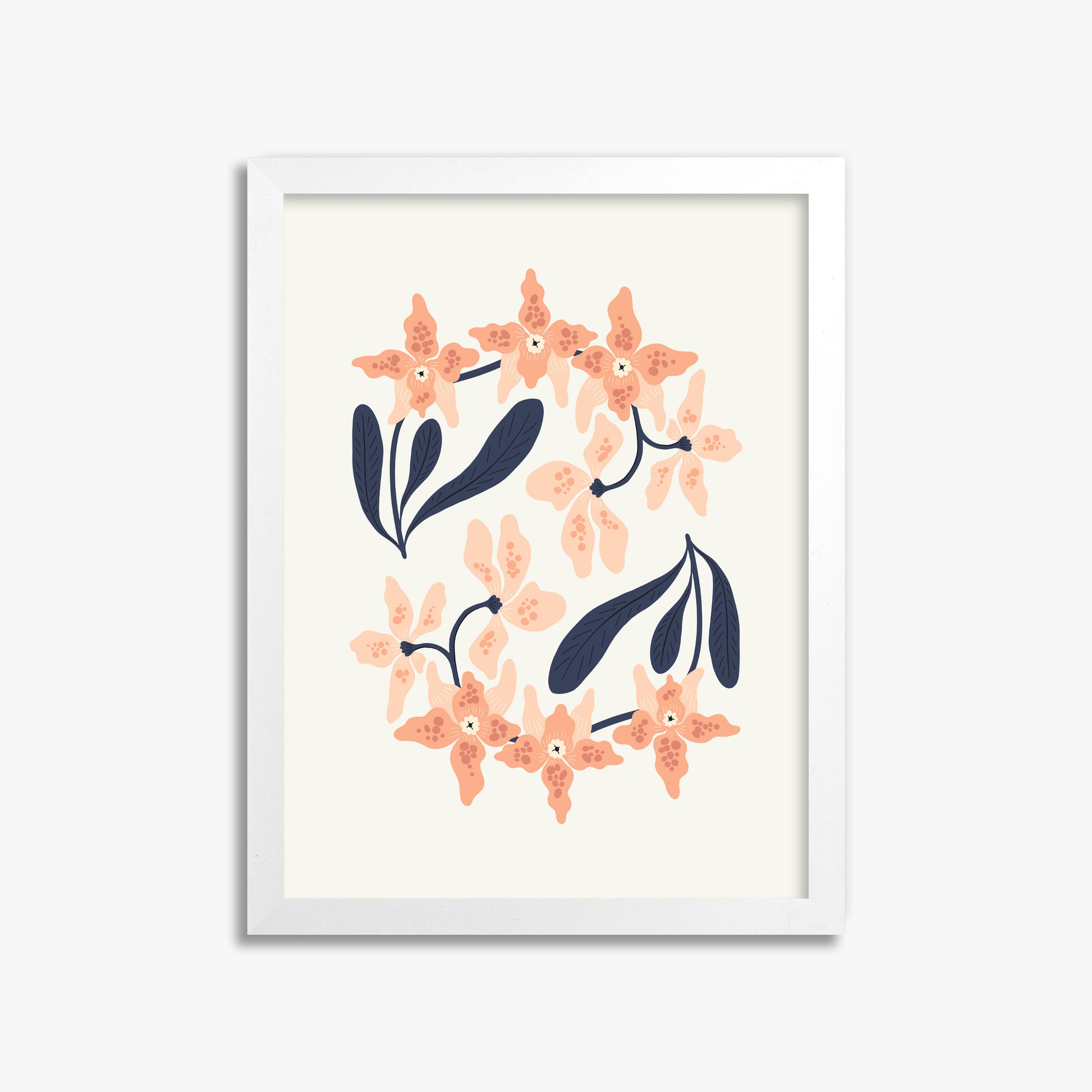 Peach Blossom Circle, 30x40cm Framed Poster With White Frame