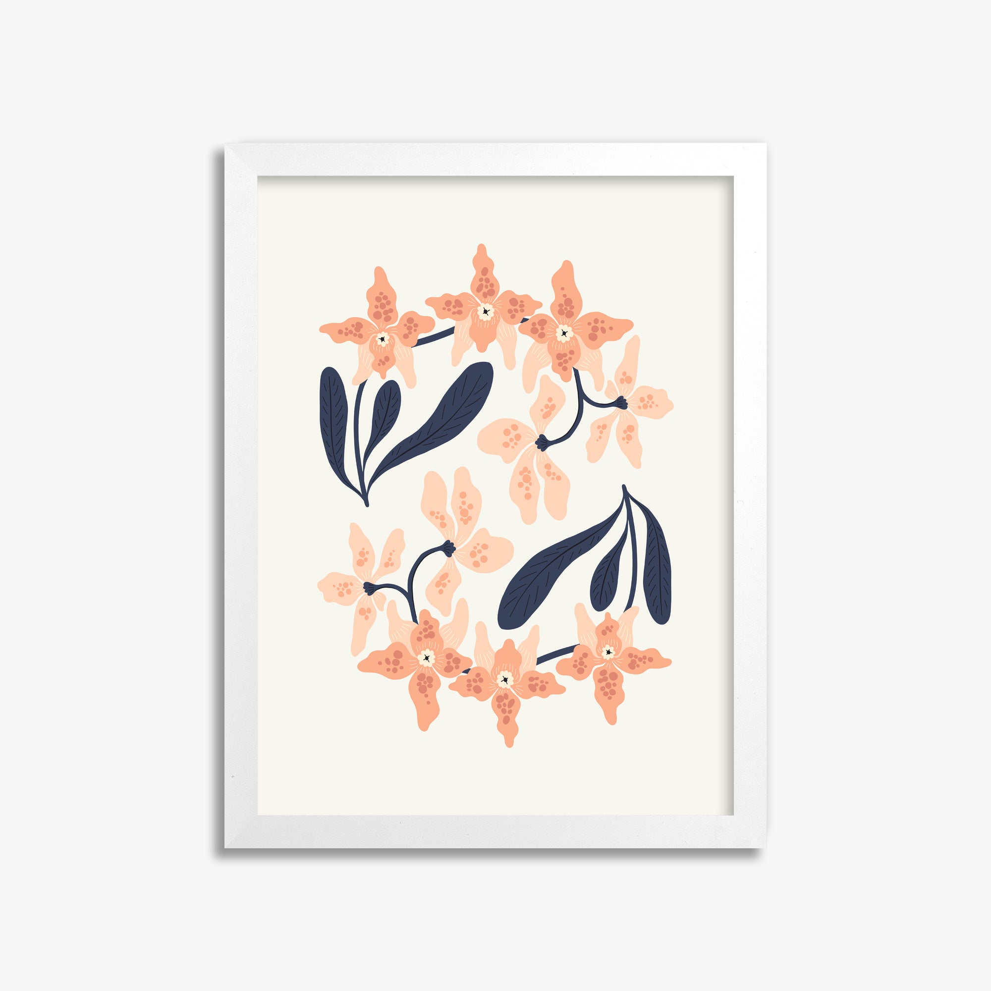 Peach Blossom Circle, 30x40cm Framed Poster With White Frame