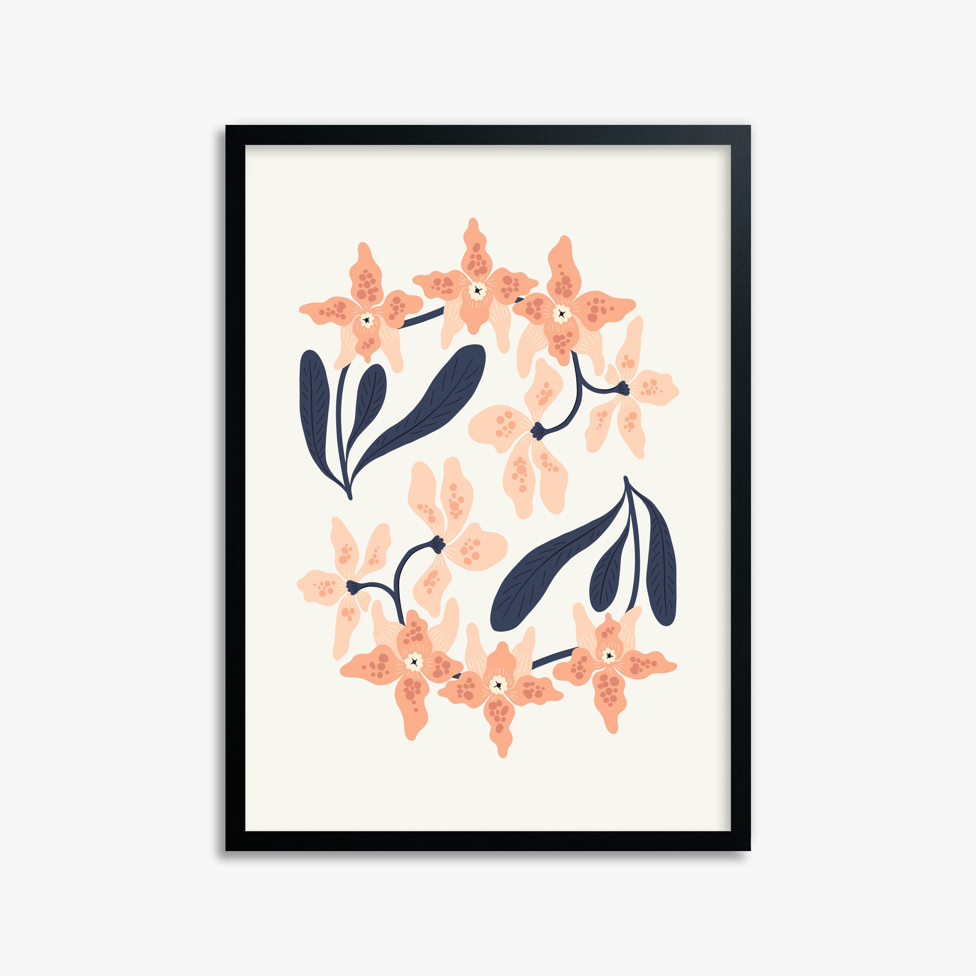 Peach Blossom Circle, 50x70cm Framed Poster With Black Frame