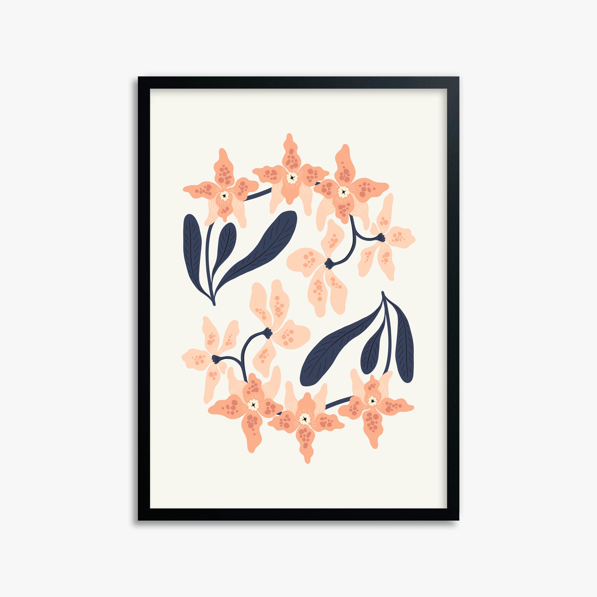 Peach Blossom Circle, 50x70cm Framed Poster With Black Frame