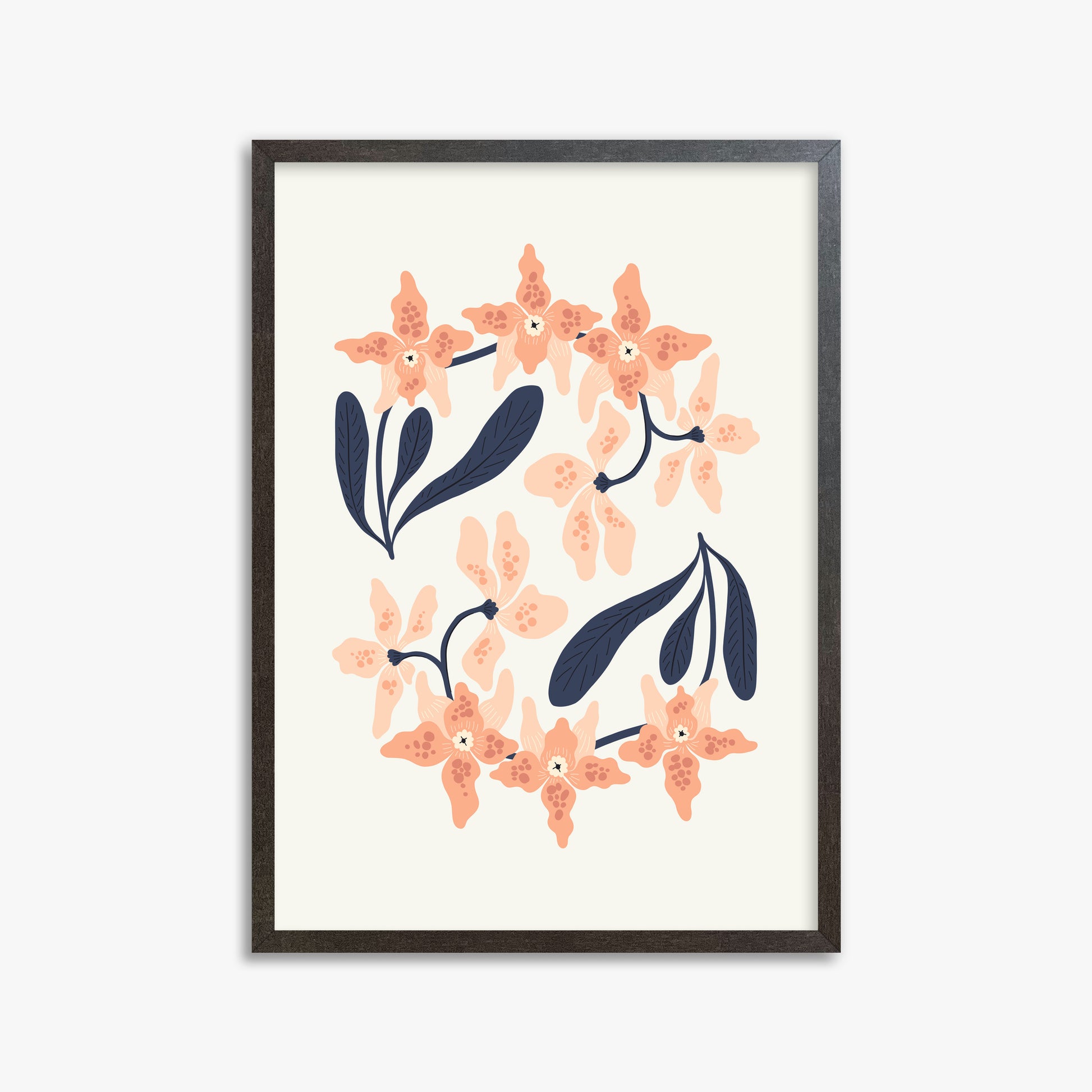 Peach Blossom Circle, 50x70cm Framed Poster With Espresso Frame