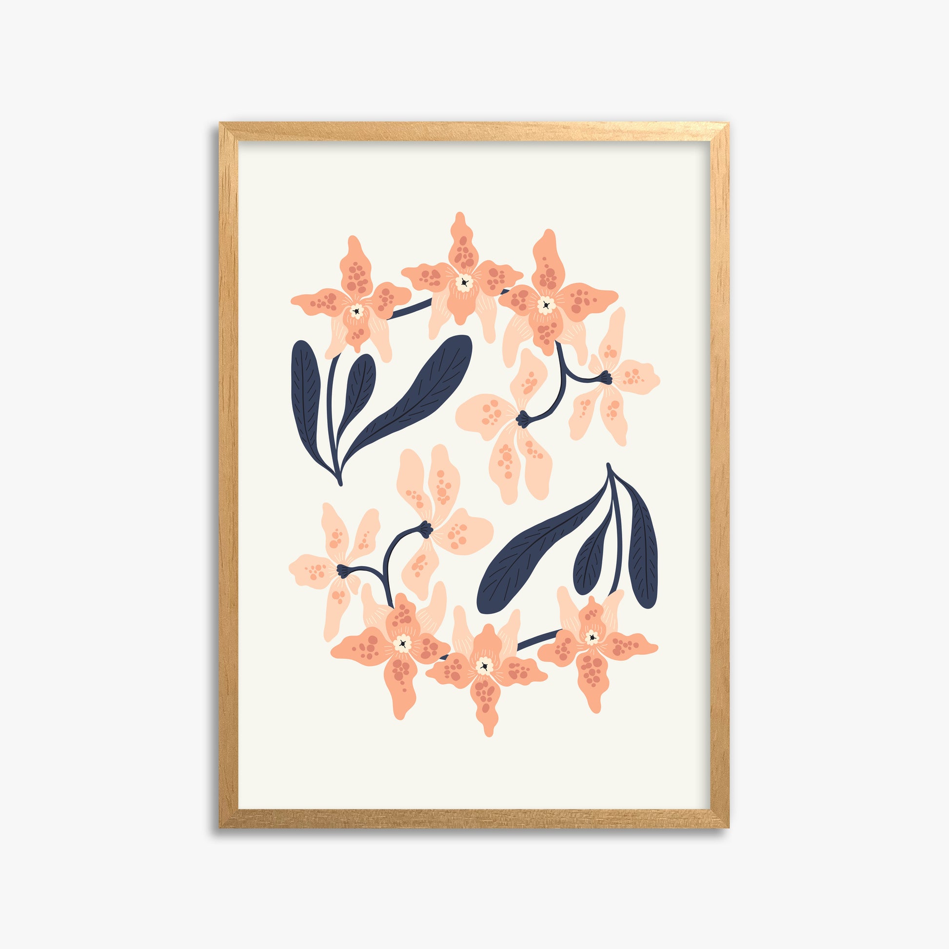 Peach Blossom Circle, 50x70cm Framed Poster With Oak Frame