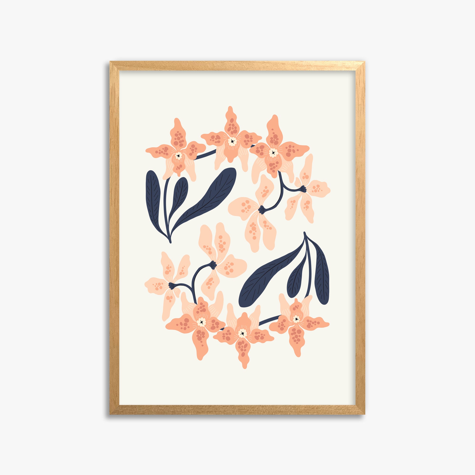 Peach Blossom Circle, 50x70cm Framed Poster With Oak Frame
