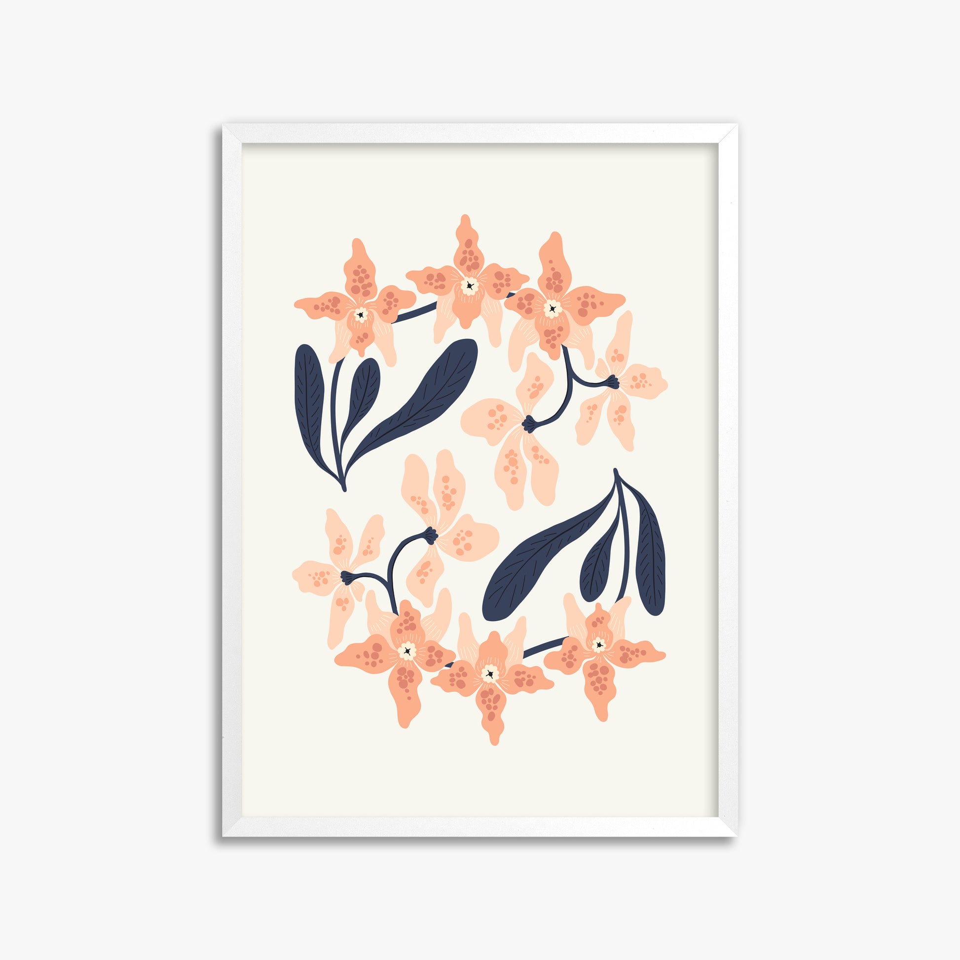 Peach Blossom Circle, 50x70cm Framed Poster With White Frame
