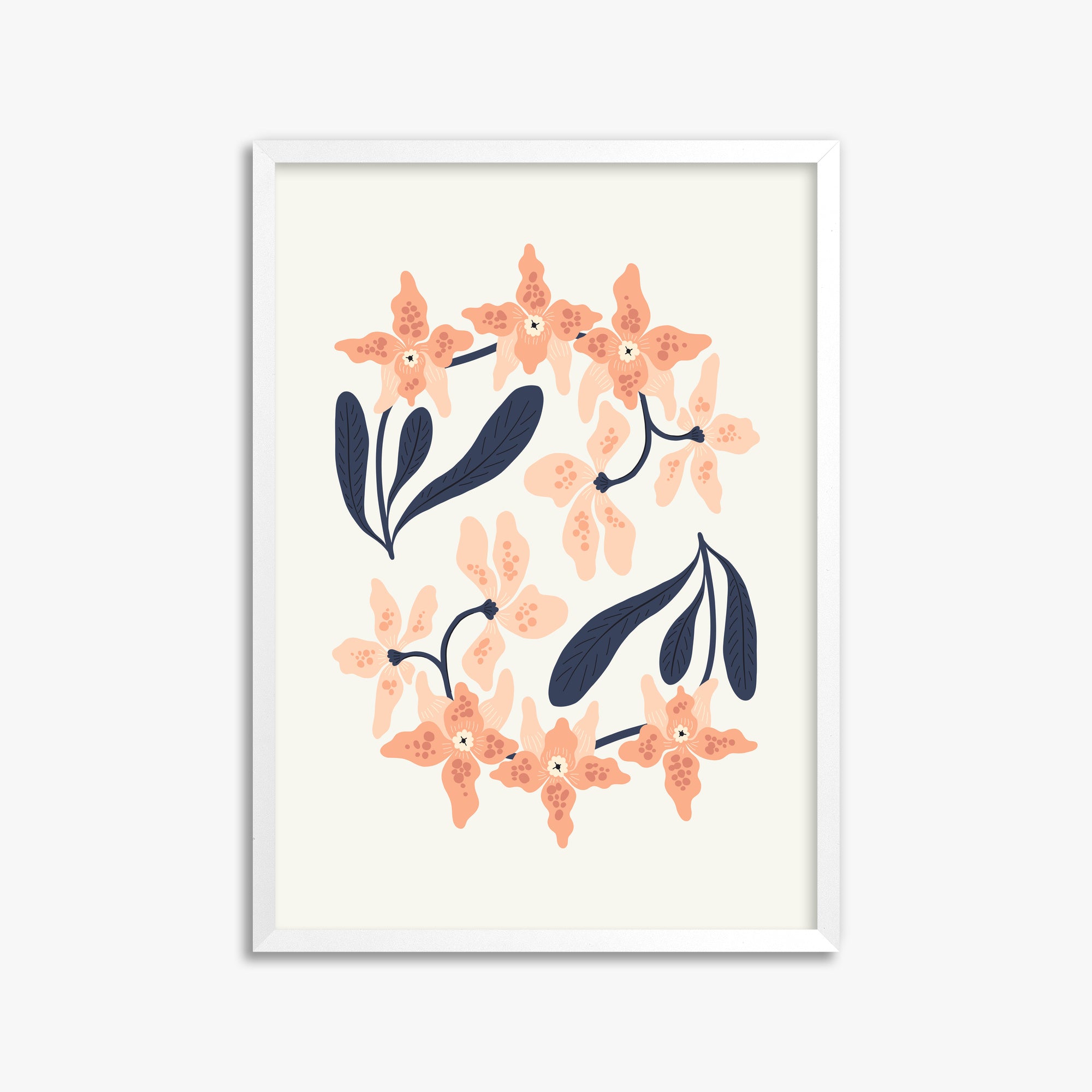 Peach Blossom Circle, 50x70cm Framed Poster With White Frame