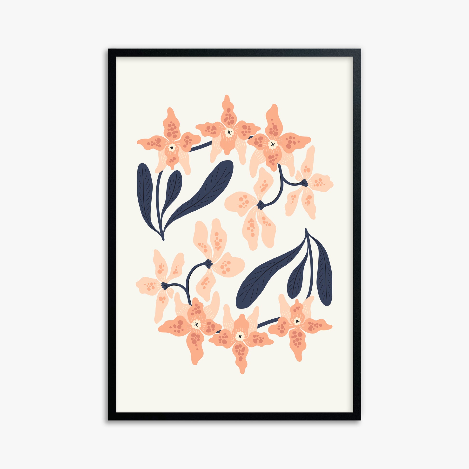 Peach Blossom Circle, 61x91cm Framed Poster With Black Frame