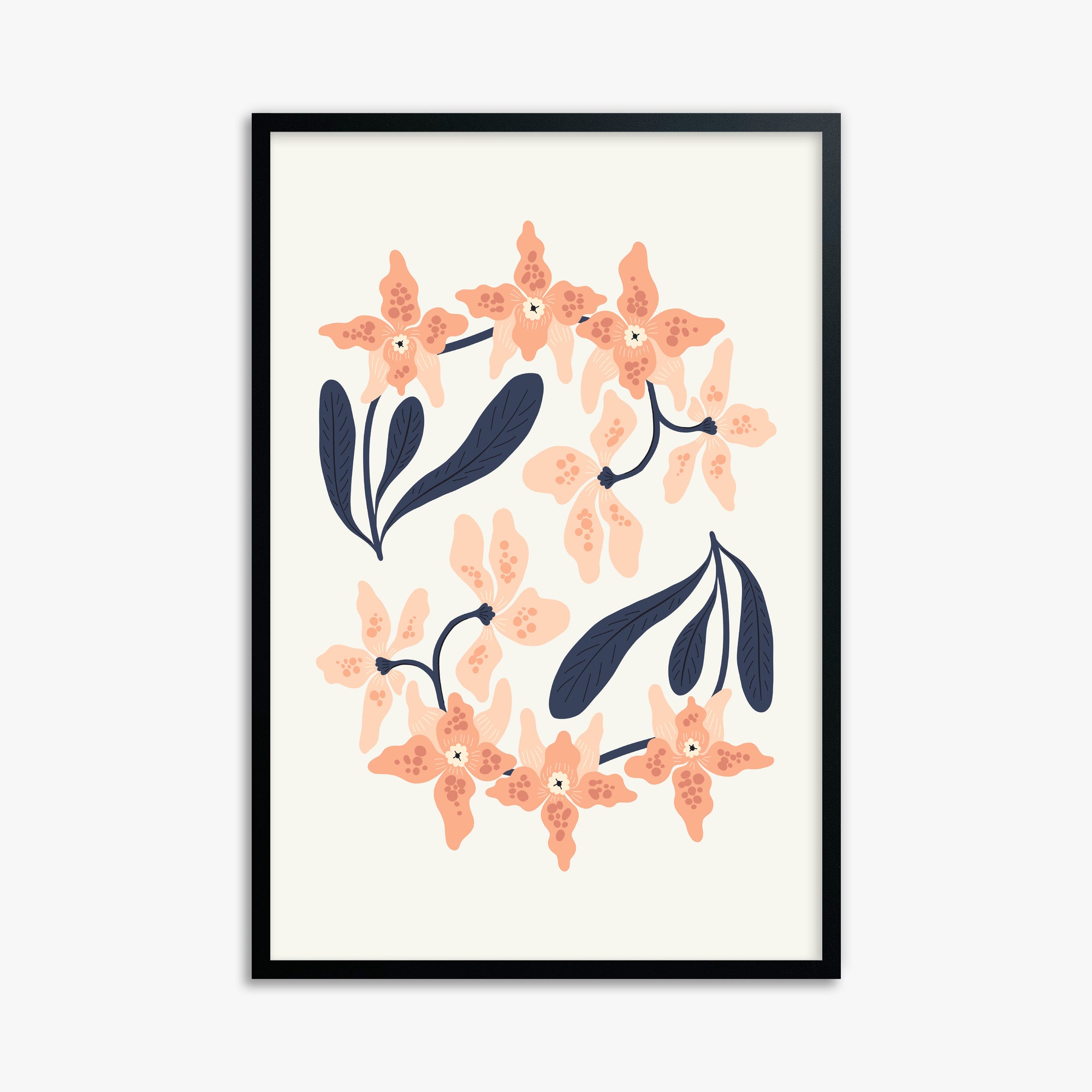 Peach Blossom Circle, 61x91cm Framed Poster With Black Frame