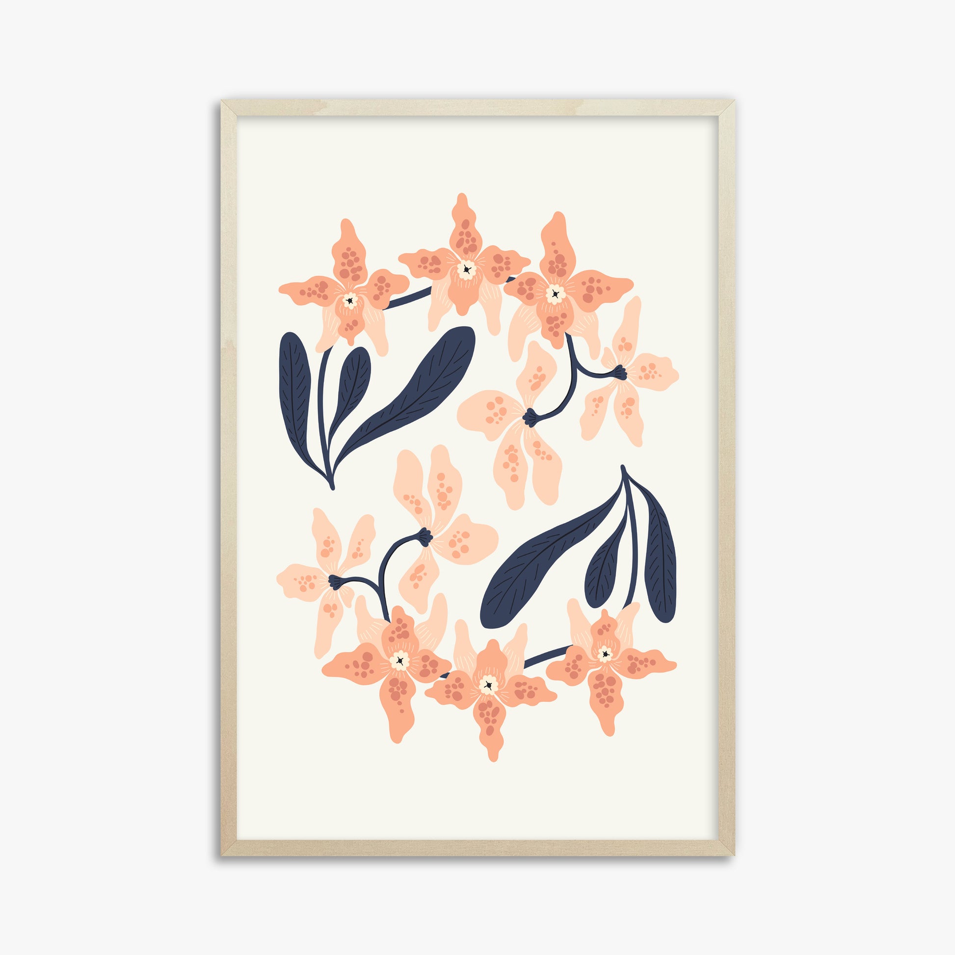 Peach Blossom Circle, 61x91cm Framed Poster With Lime Wood Frame