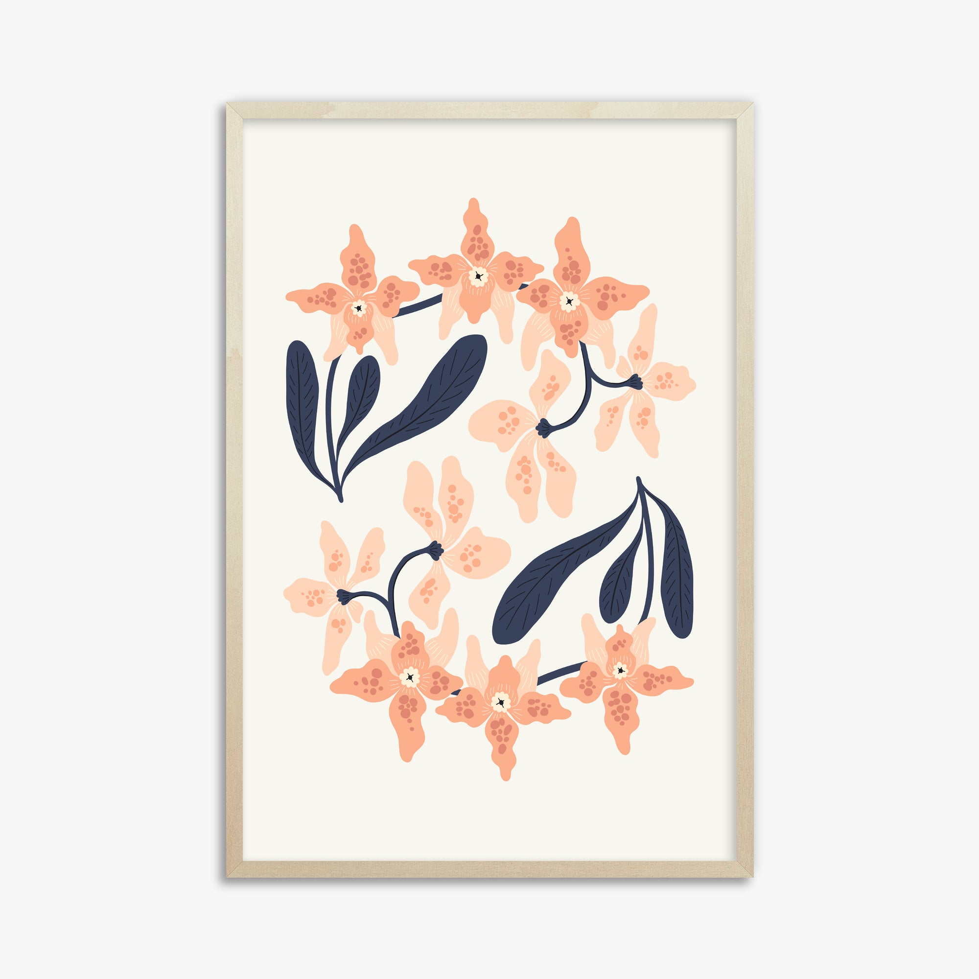 Peach Blossom Circle, 61x91cm Framed Poster With Lime Wood Frame