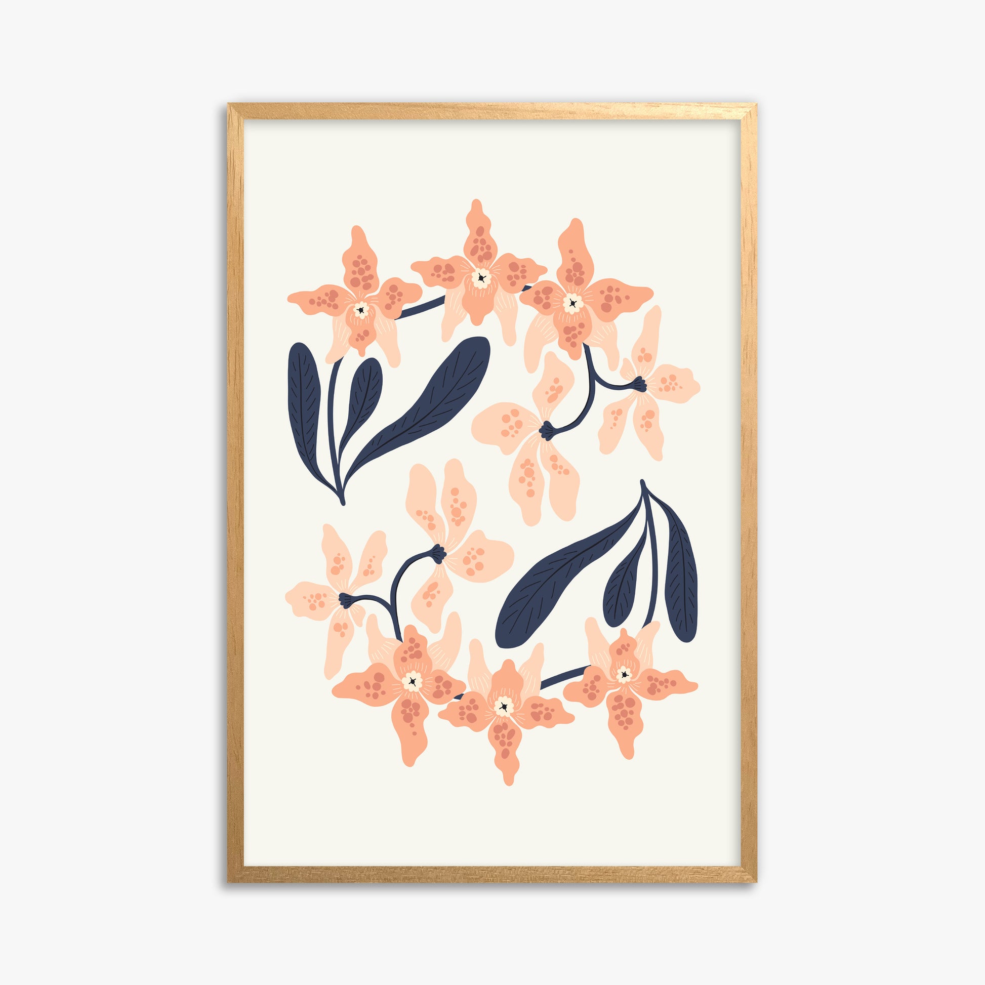 Peach Blossom Circle, 61x91cm Framed Poster With Oak Frame