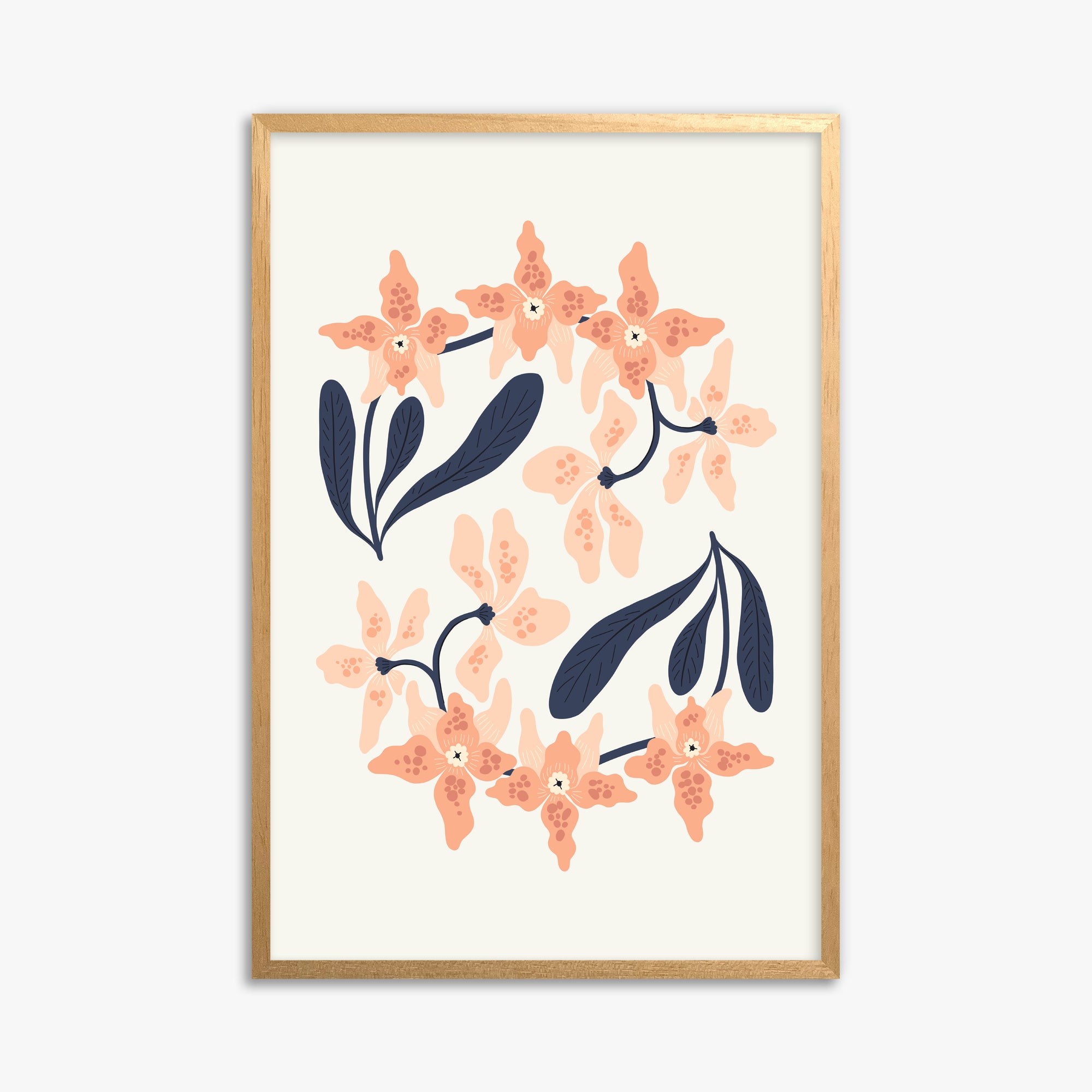 Peach Blossom Circle, 61x91cm Framed Poster With Oak Frame