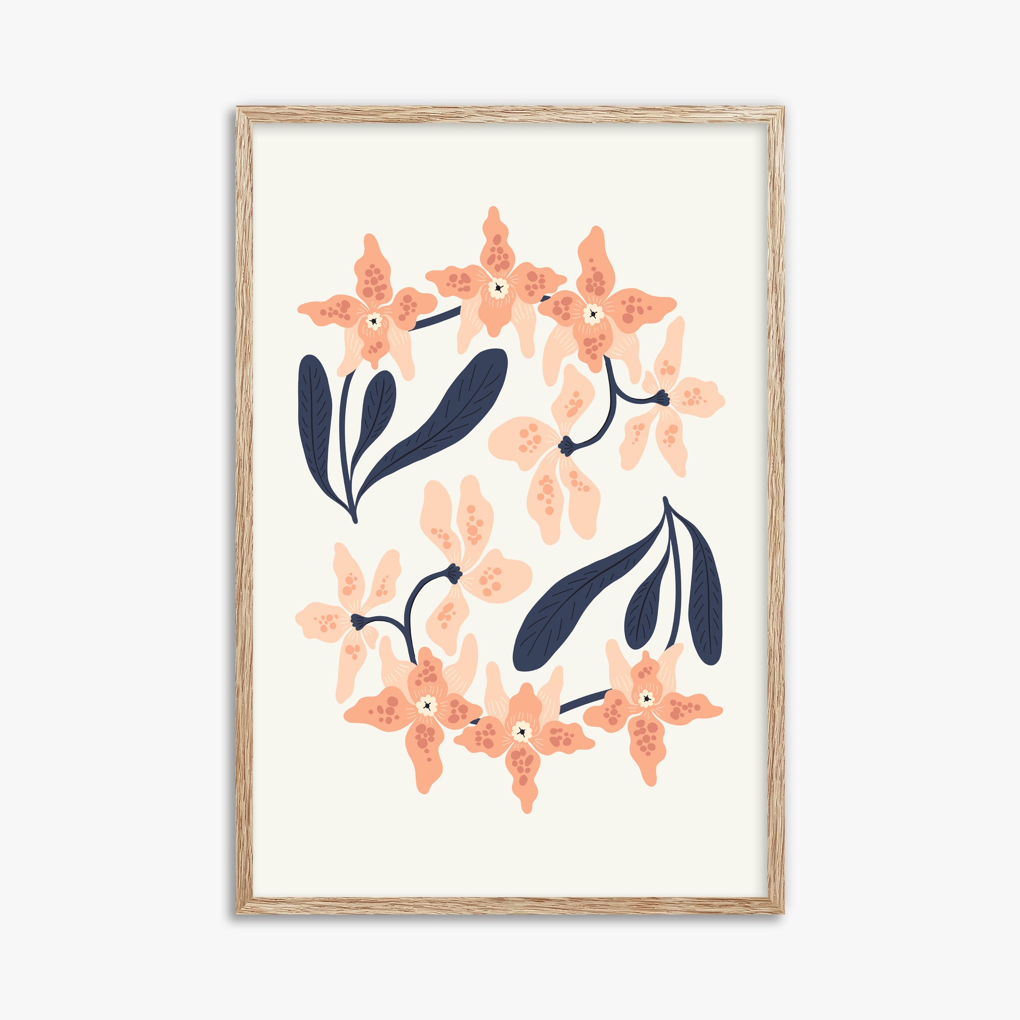 Peach Blossom Circle, 61x91cm Framed Poster With Raw Oak Frame
