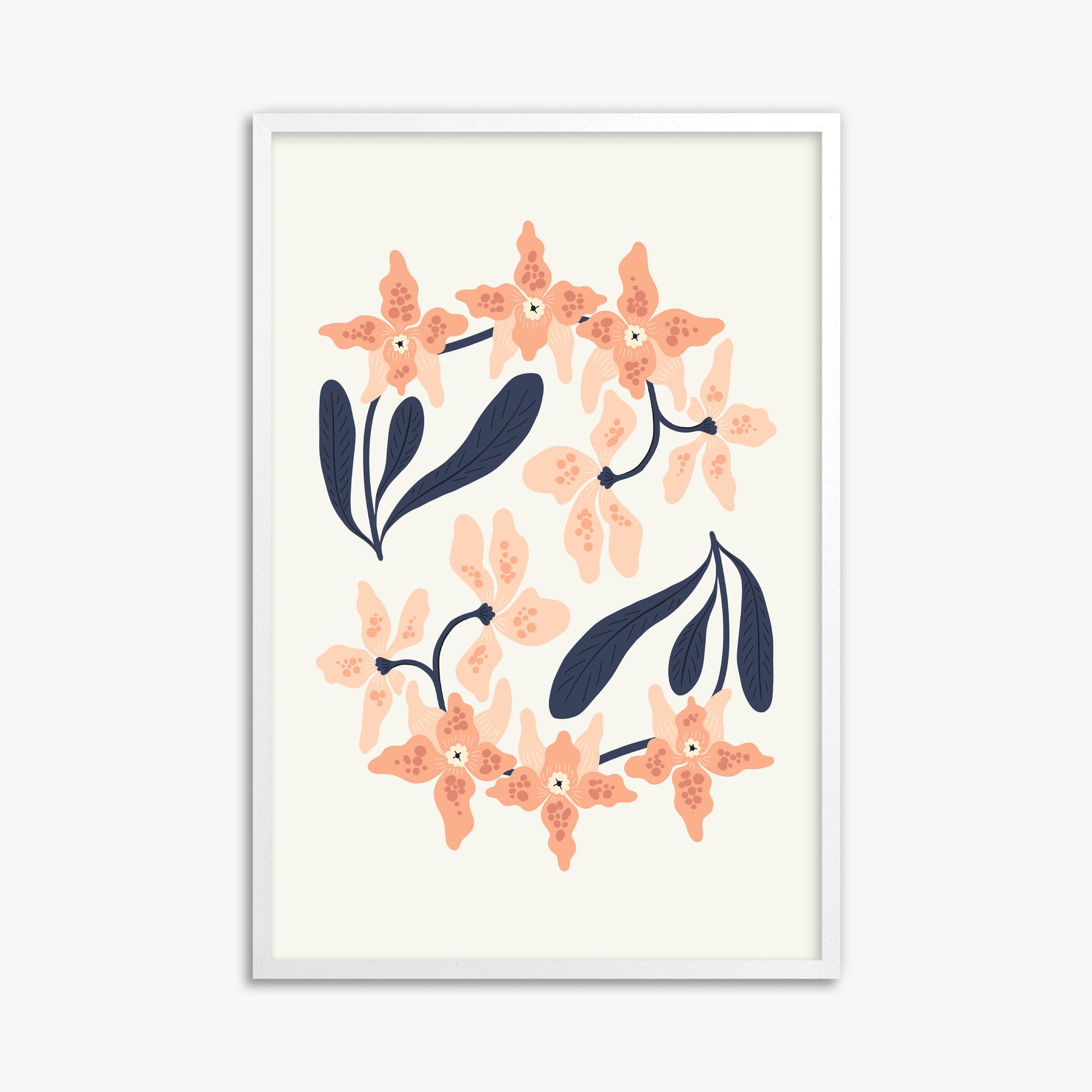 Peach Blossom Circle, 61x91cm Framed Poster With White Frame