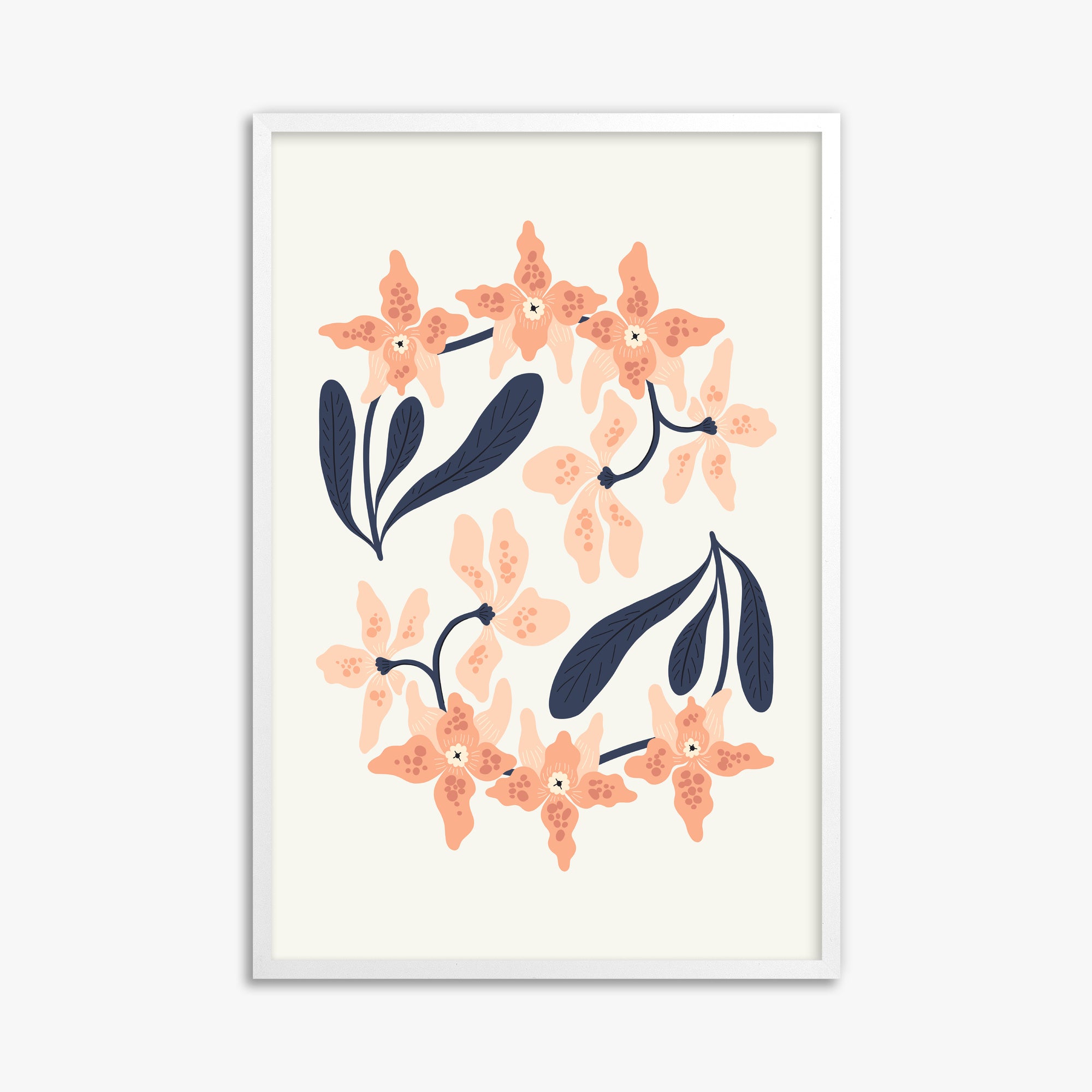Peach Blossom Circle, 61x91cm Framed Poster With White Frame