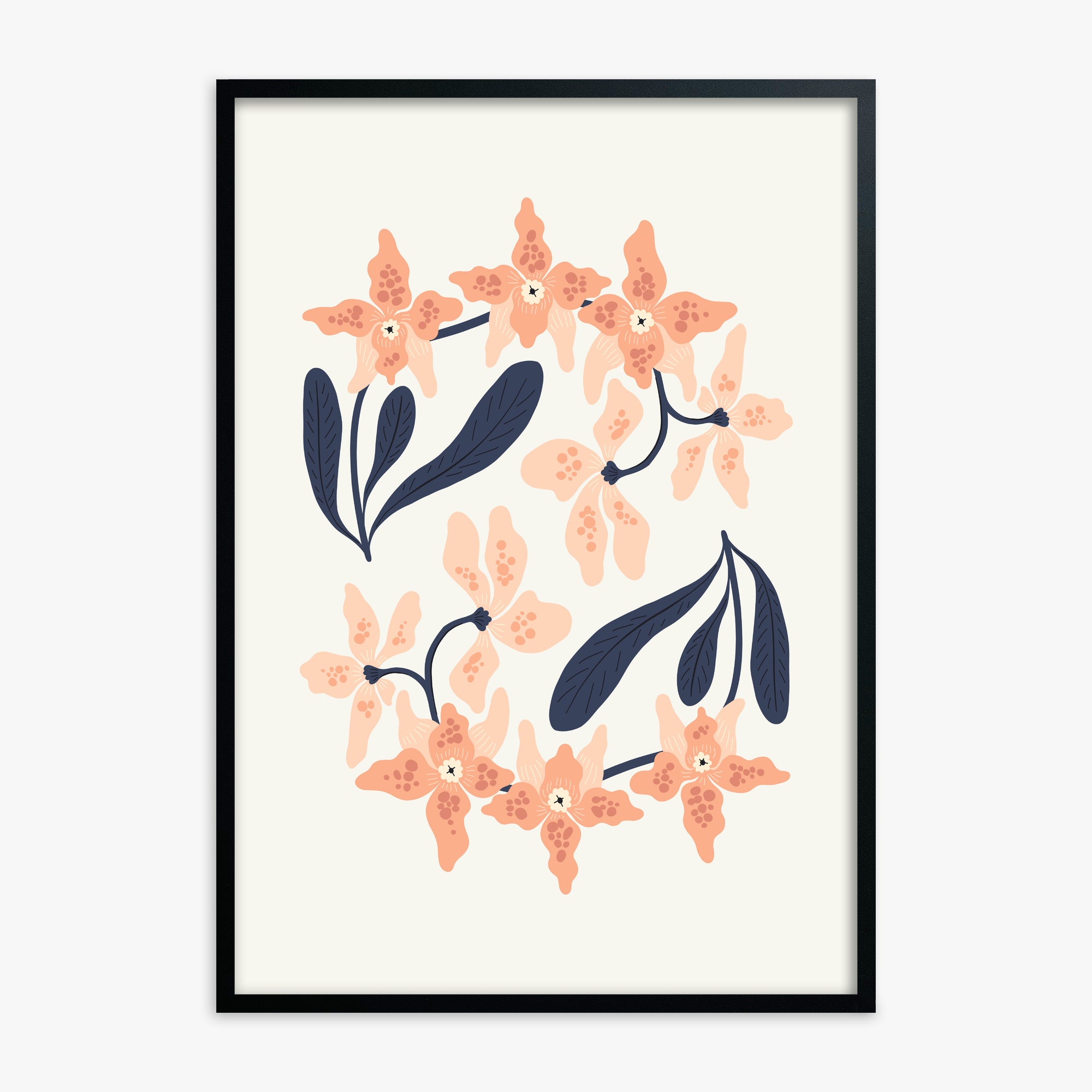 Peach Blossom Circle, Black Framed Poster With Black Frame