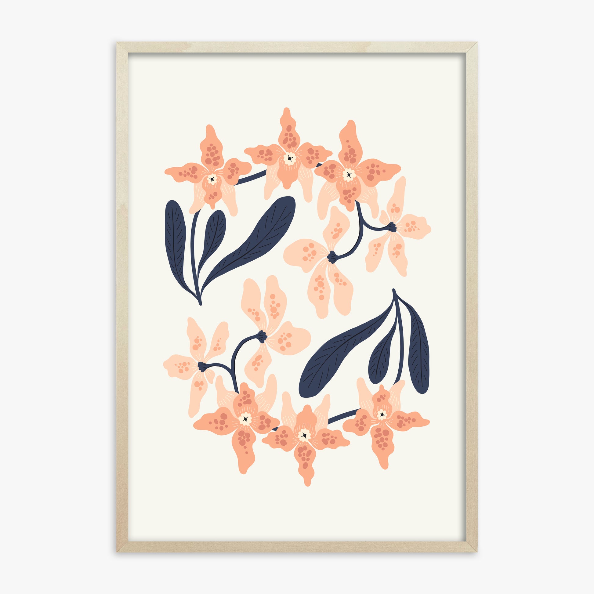 Peach Blossom Circle, 70x100cm Framed Poster With Lime Wood Frame