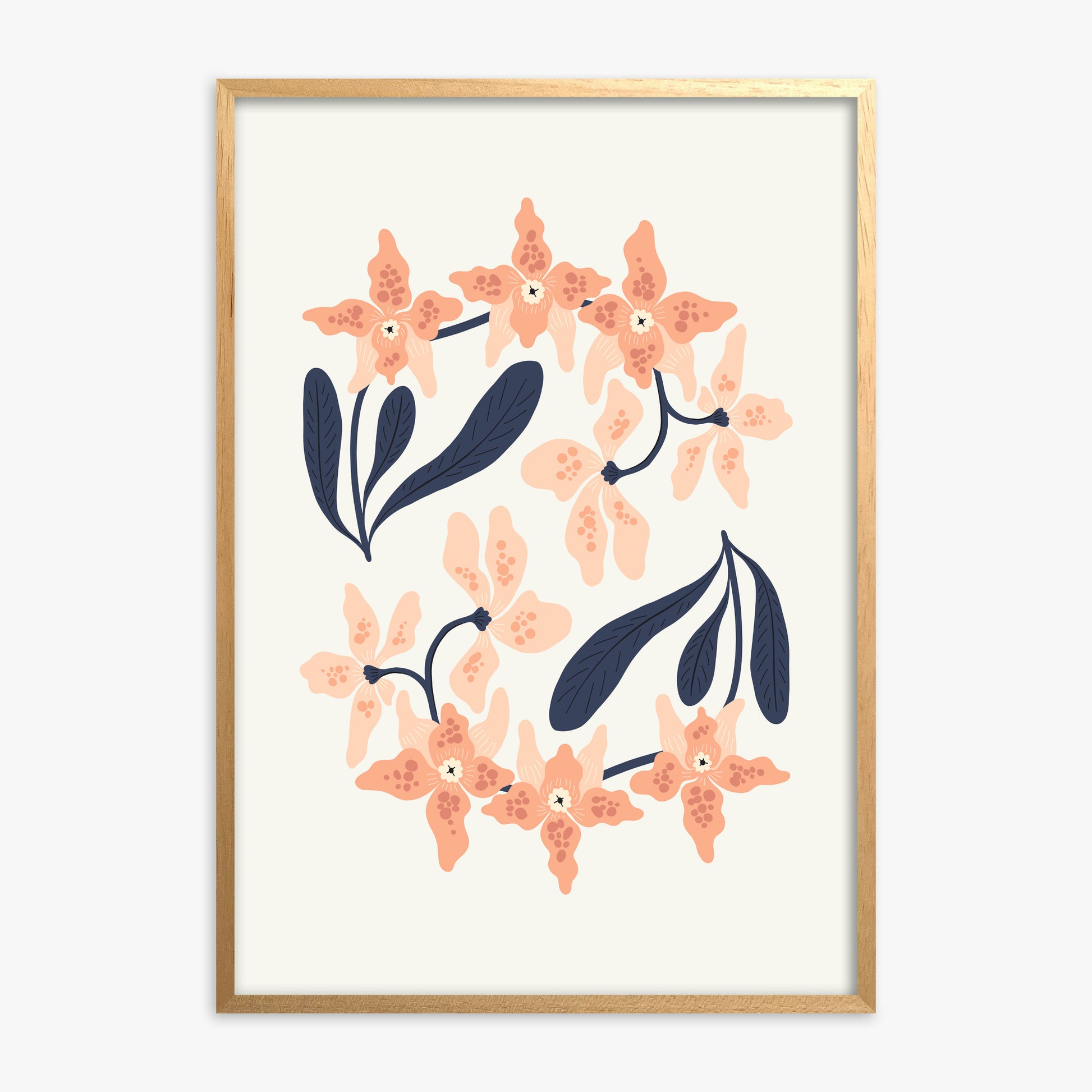 Peach Blossom Circle, Oak Framed Poster With Oak Frame