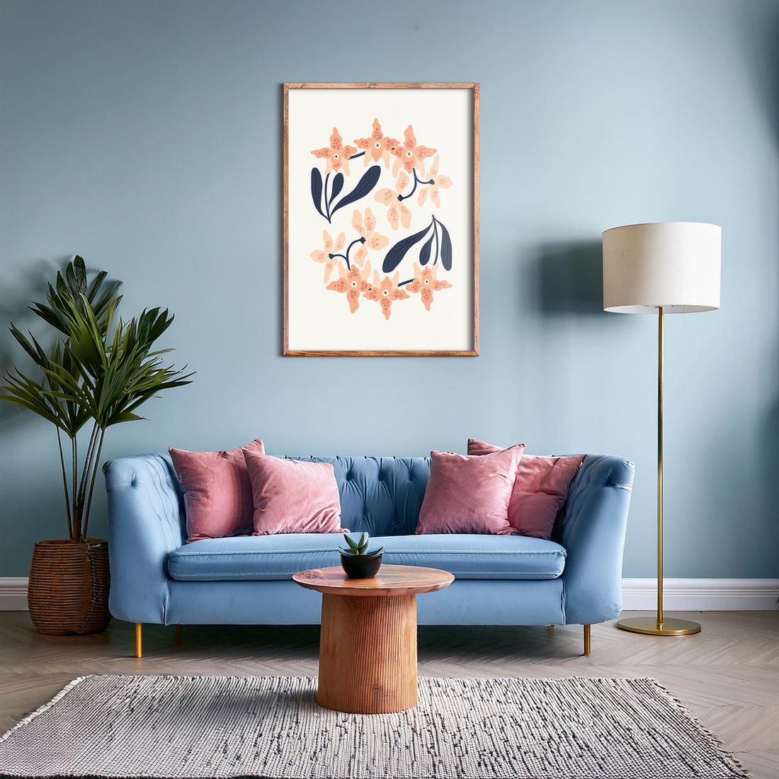 Peach Blossom Circle, 50x70cm Framed Poster With Black Frame