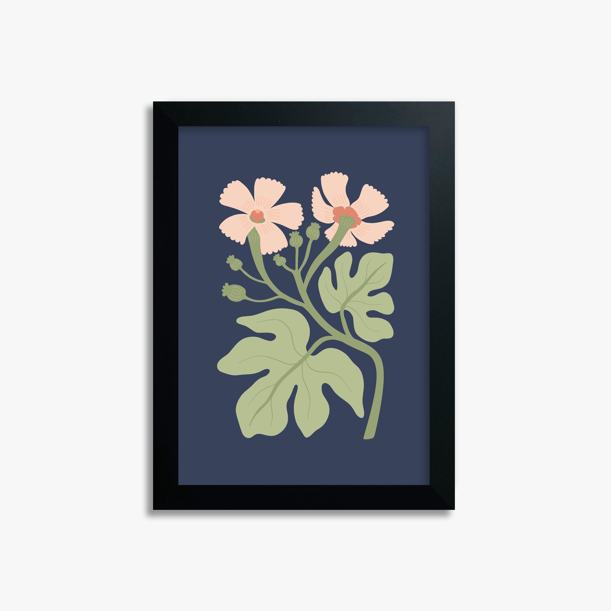 Midnight Garden Blooms, 21x30cm Framed Poster With Black Frame