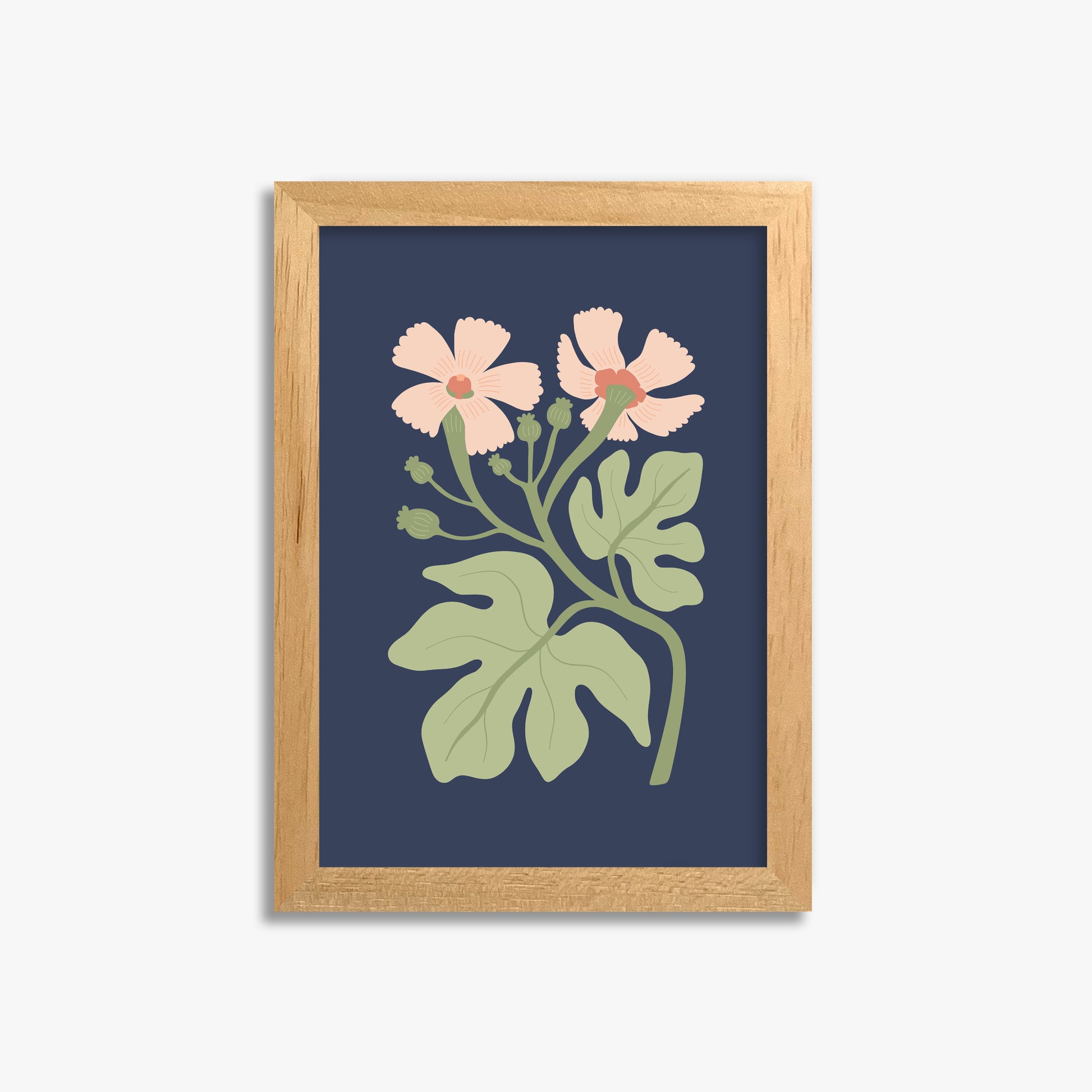 Midnight Garden Blooms, 21x30cm Framed Poster With Oak Frame