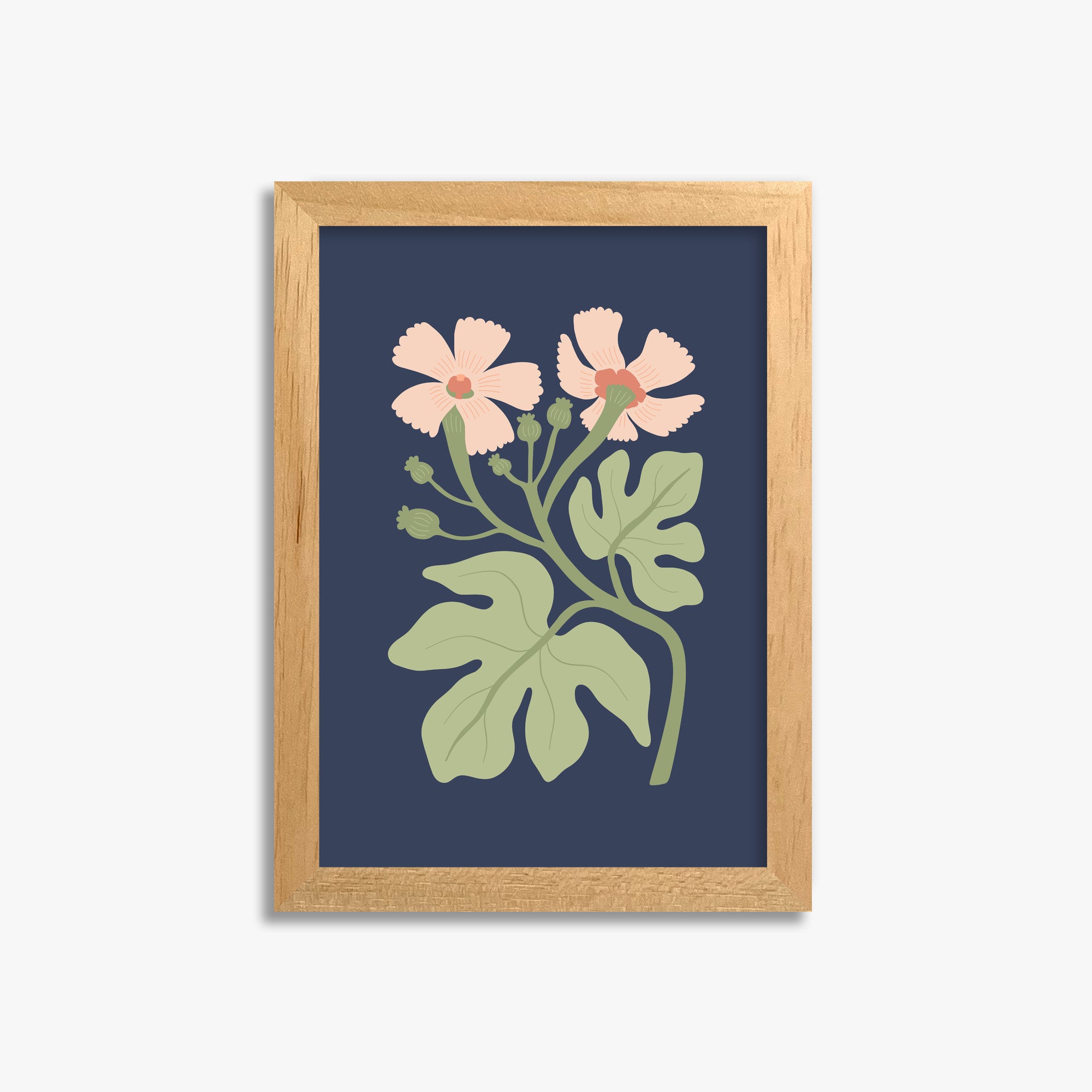 Midnight Garden Blooms, 21x30cm Framed Poster With Oak Frame
