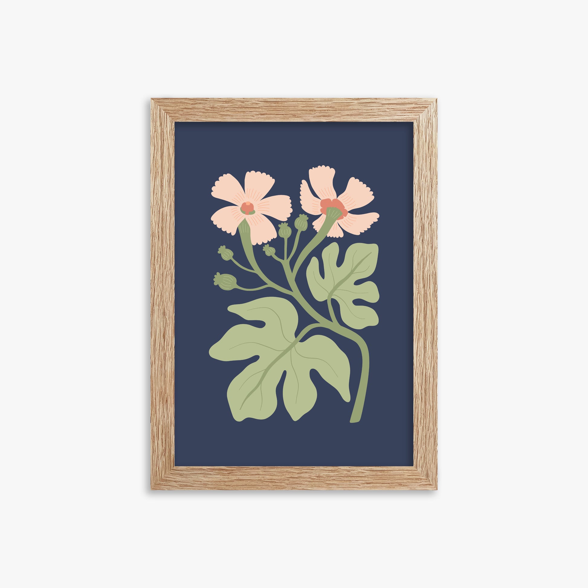 Midnight Garden Blooms, 21x30cm Framed Poster With Raw Oak Frame