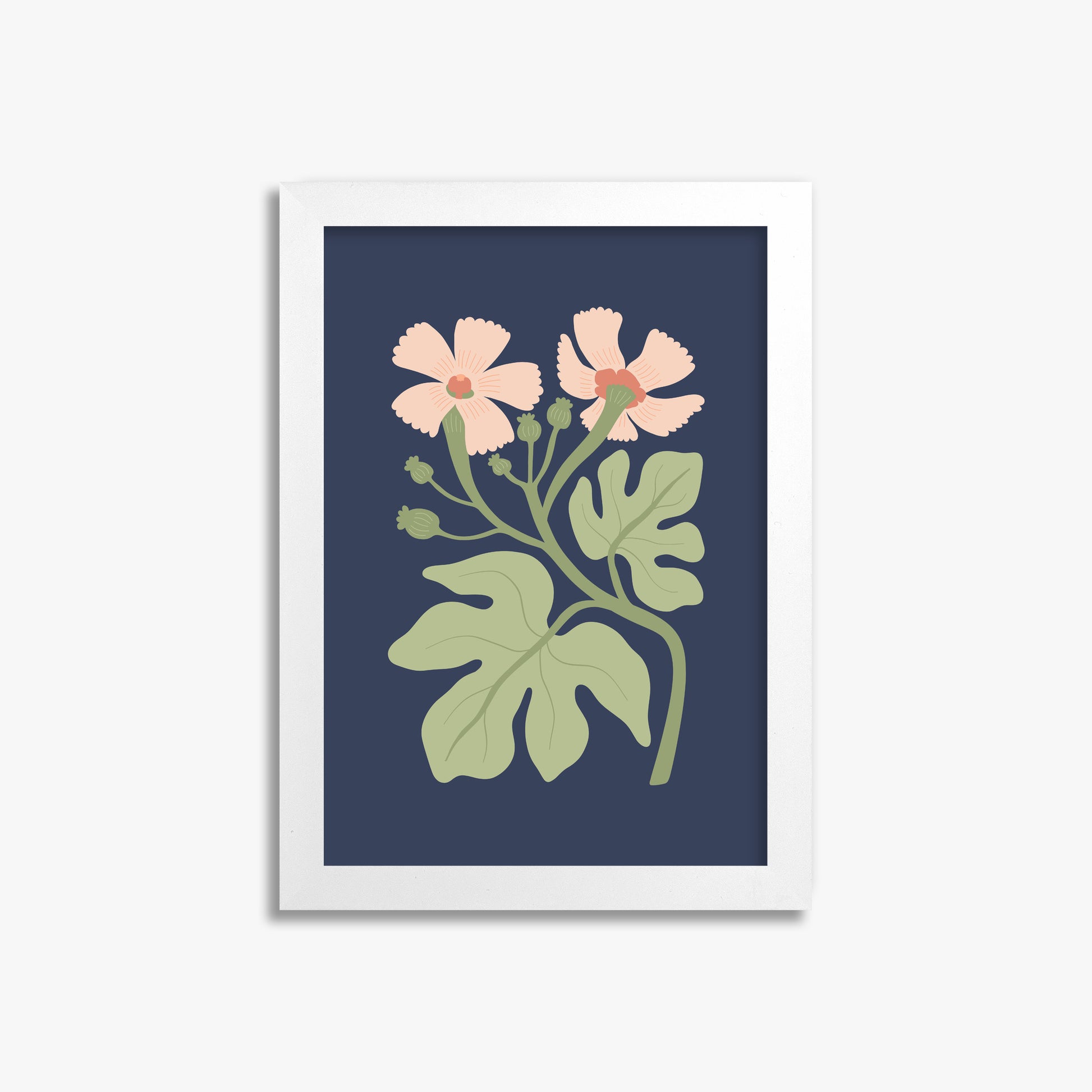 Midnight Garden Blooms, 21x30cm Framed Poster With White Frame