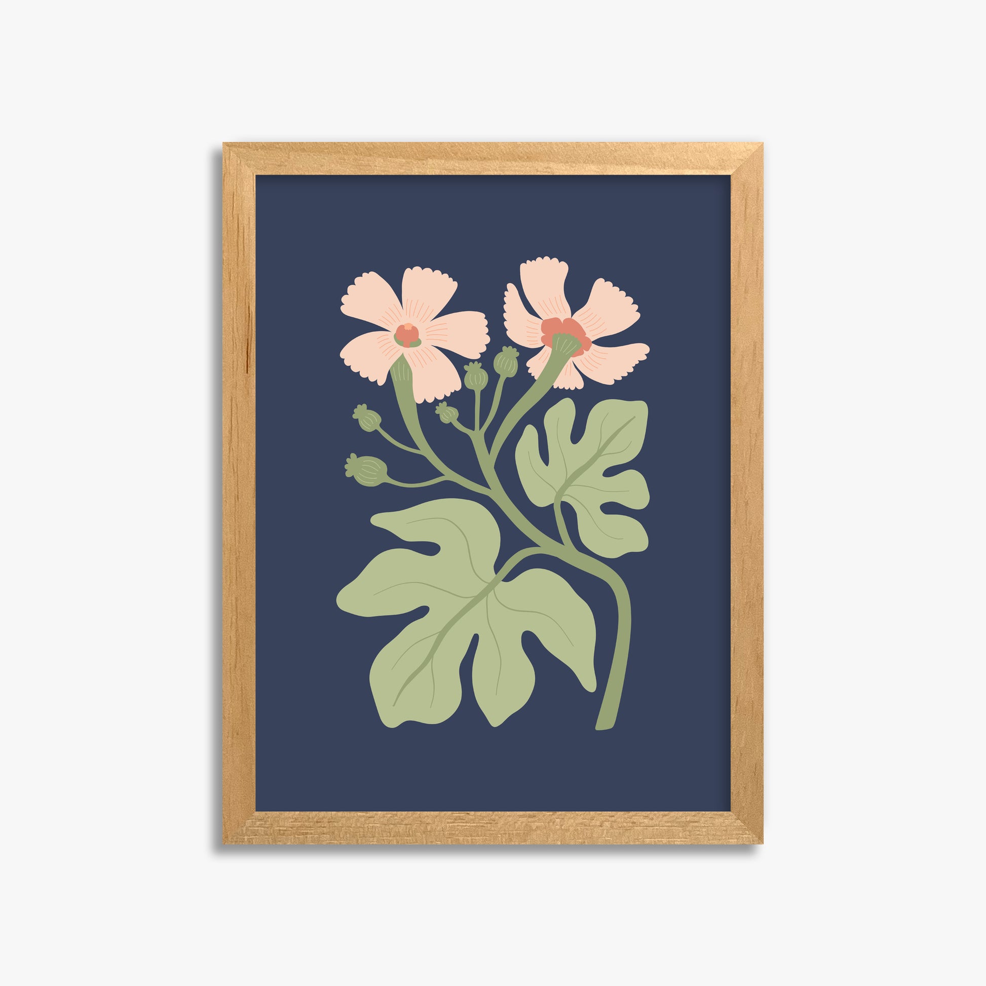 Midnight Garden Blooms, 30x40cm Framed Poster With Oak Frame