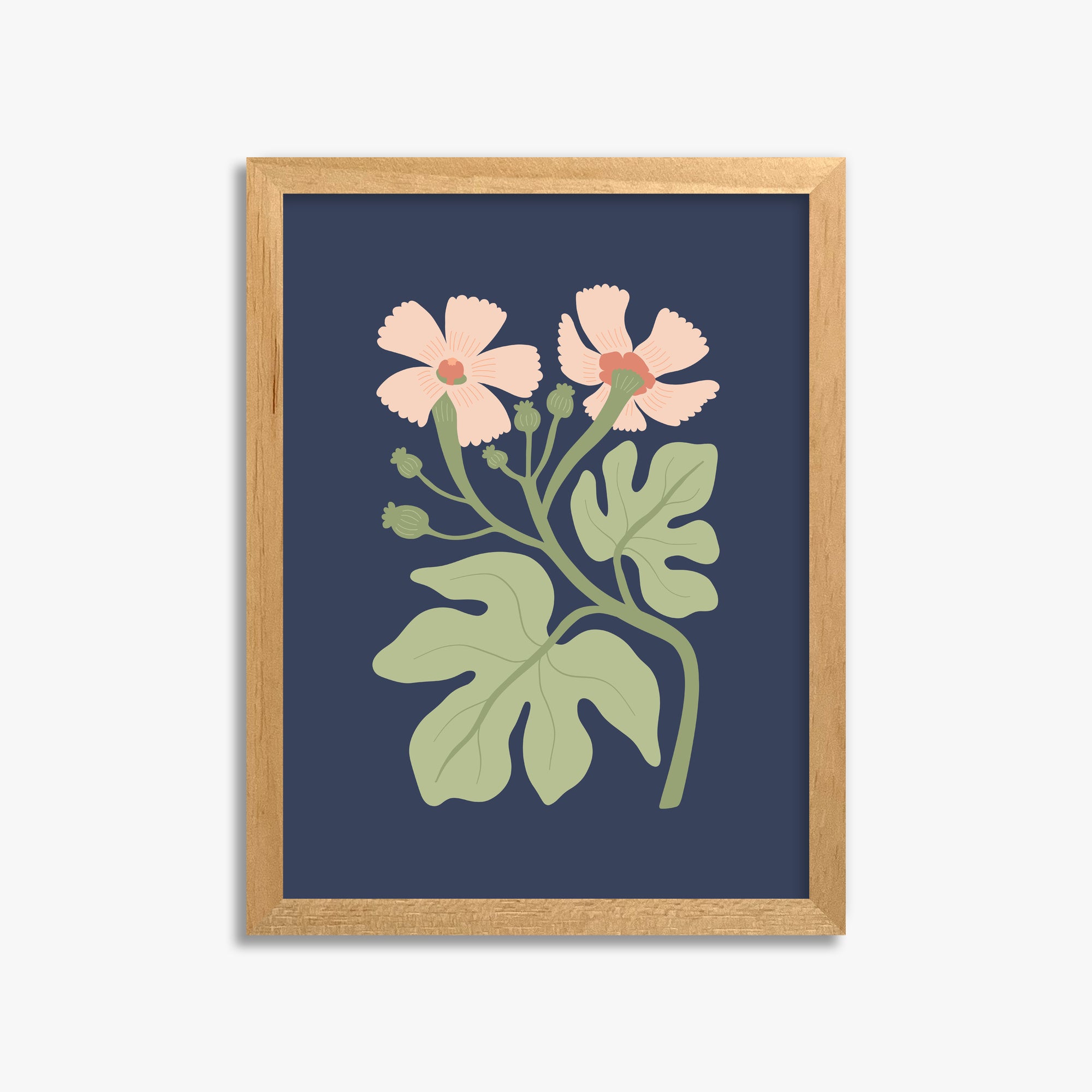 Midnight Garden Blooms, 30x40cm Framed Poster With Oak Frame
