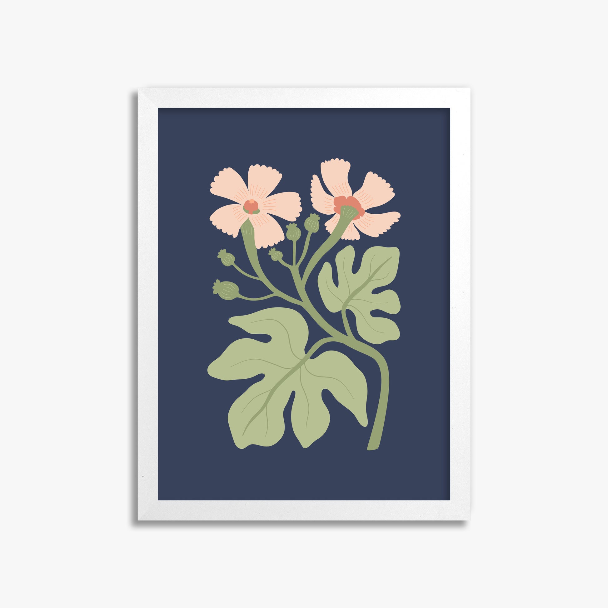 Midnight Garden Blooms, 30x40cm Framed Poster With White Frame