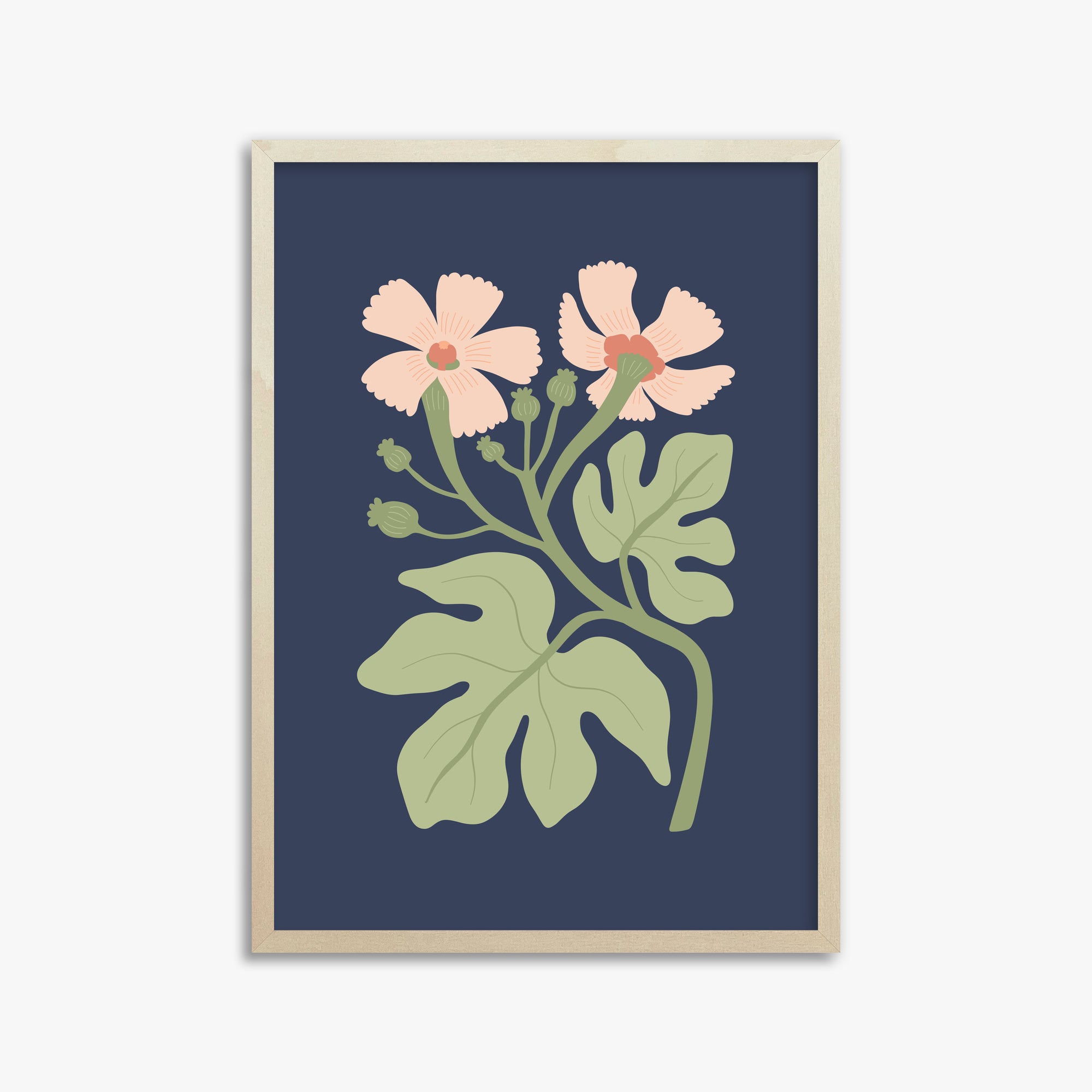Midnight Garden Blooms, 50x70cm Framed Poster With Lime Wood Frame
