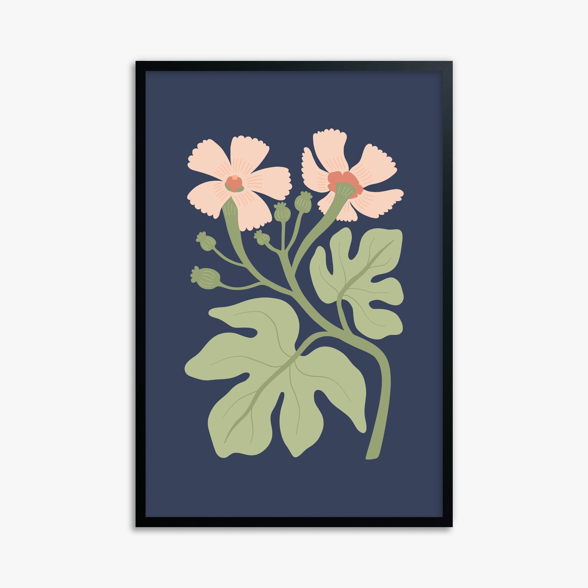 Midnight Garden Blooms, 61x91cm Framed Poster With Black Frame