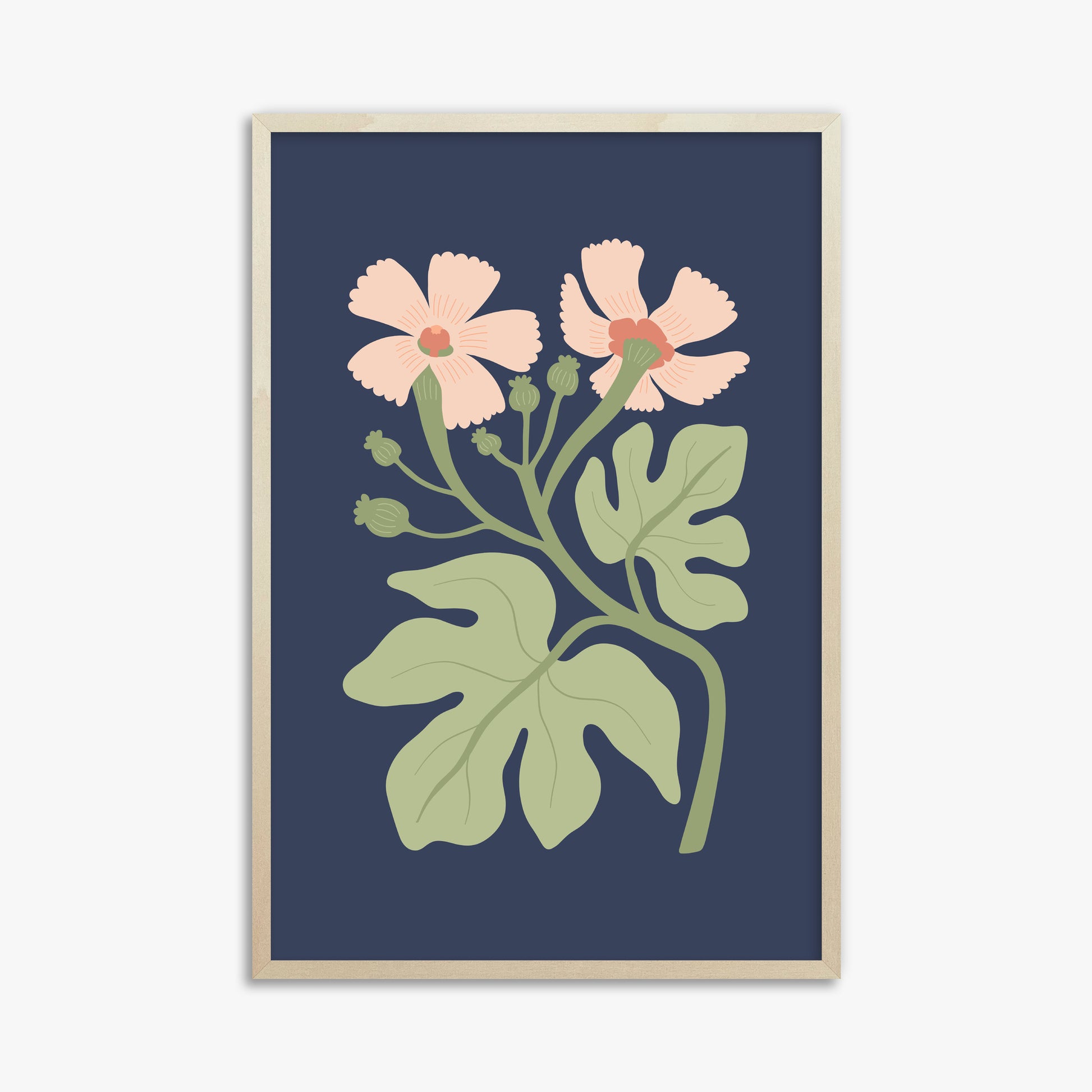 Midnight Garden Blooms, 61x91cm Framed Poster With Lime Wood Frame
