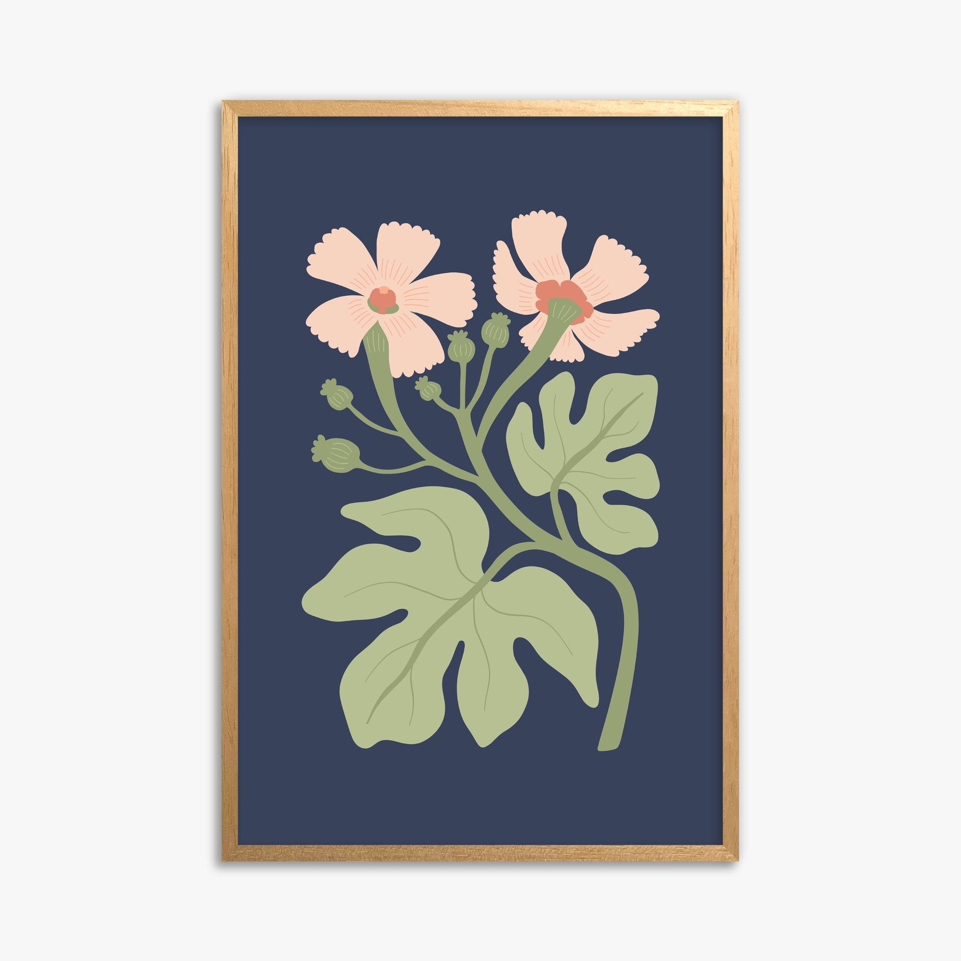 Midnight Garden Blooms, 61x91cm Framed Poster With Oak Frame