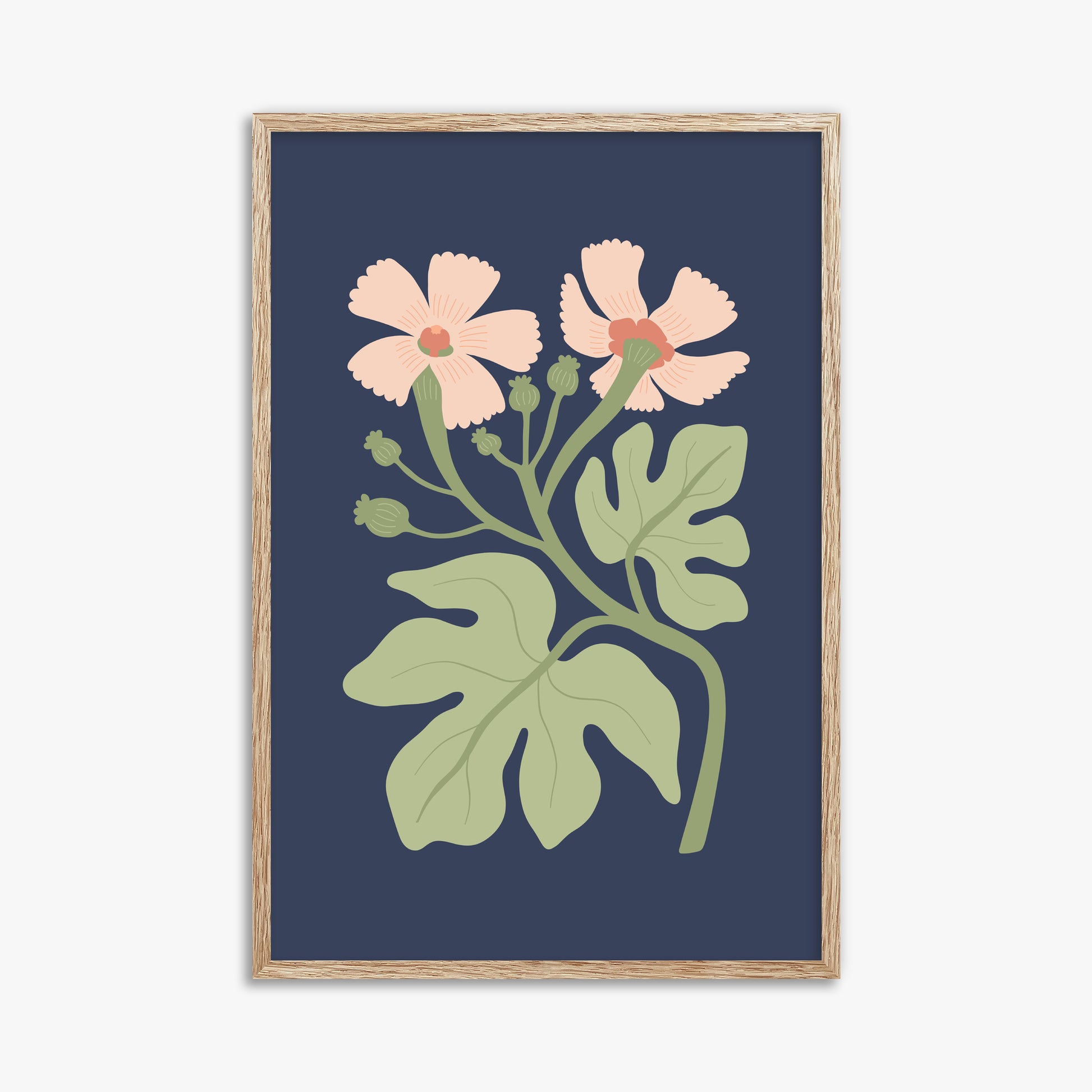 Midnight Garden Blooms, 61x91cm Framed Poster With Raw Oak Frame
