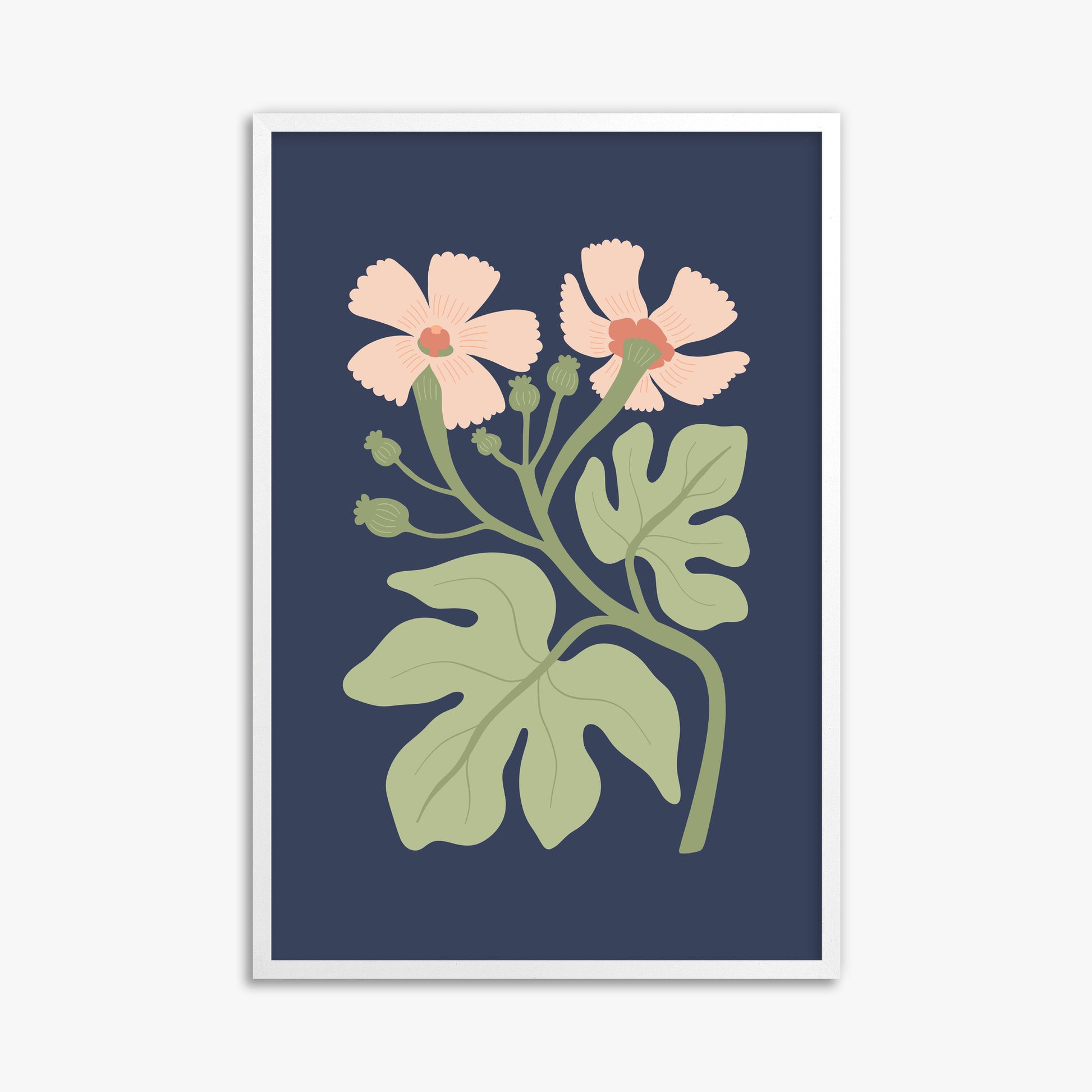 Midnight Garden Blooms, 61x91cm Framed Poster With White Frame