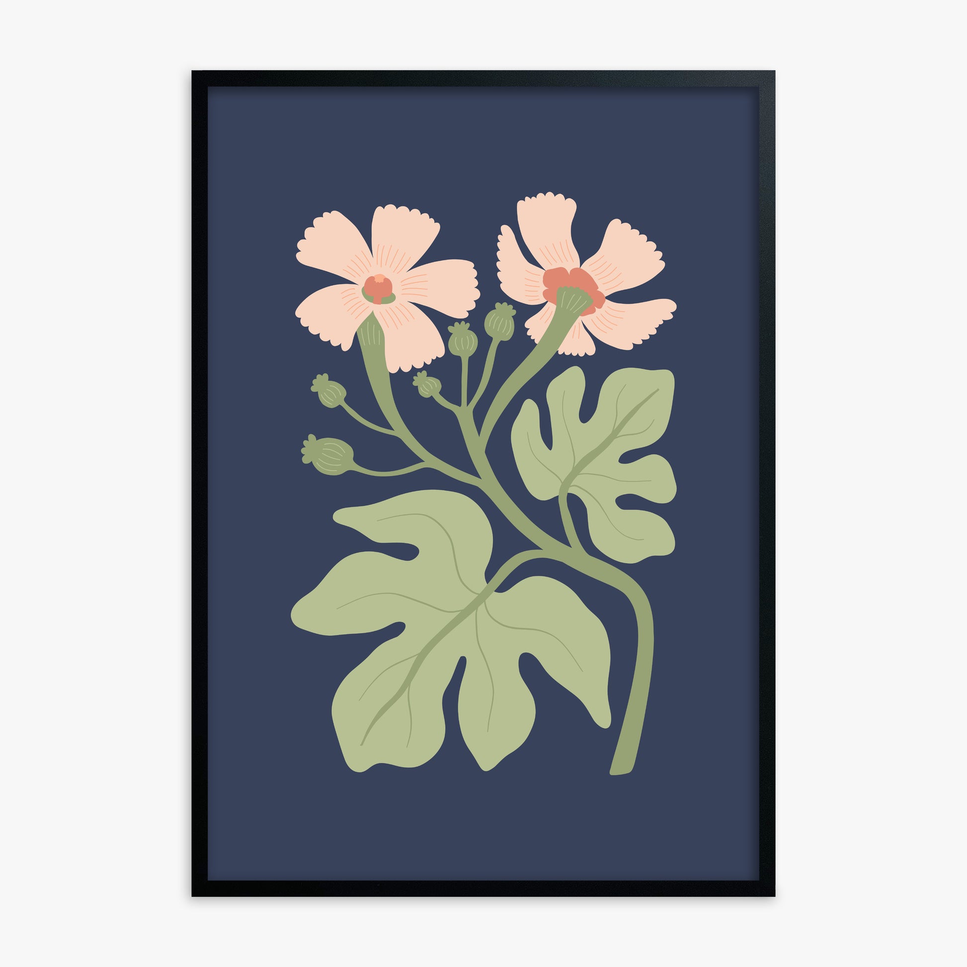 Midnight Garden Blooms, Black Framed Poster With Black Frame