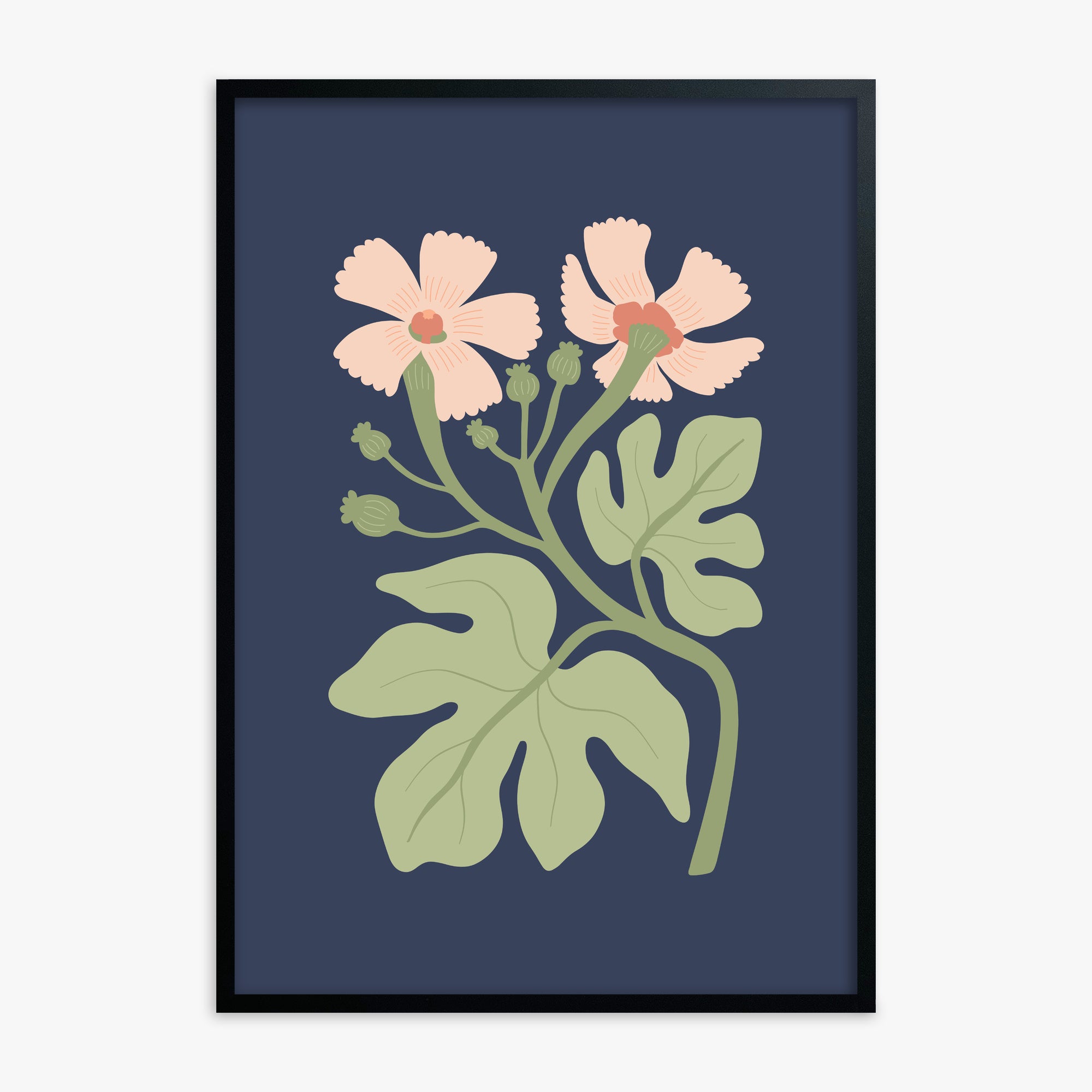 Midnight Garden Blooms, Black Framed Poster With Black Frame
