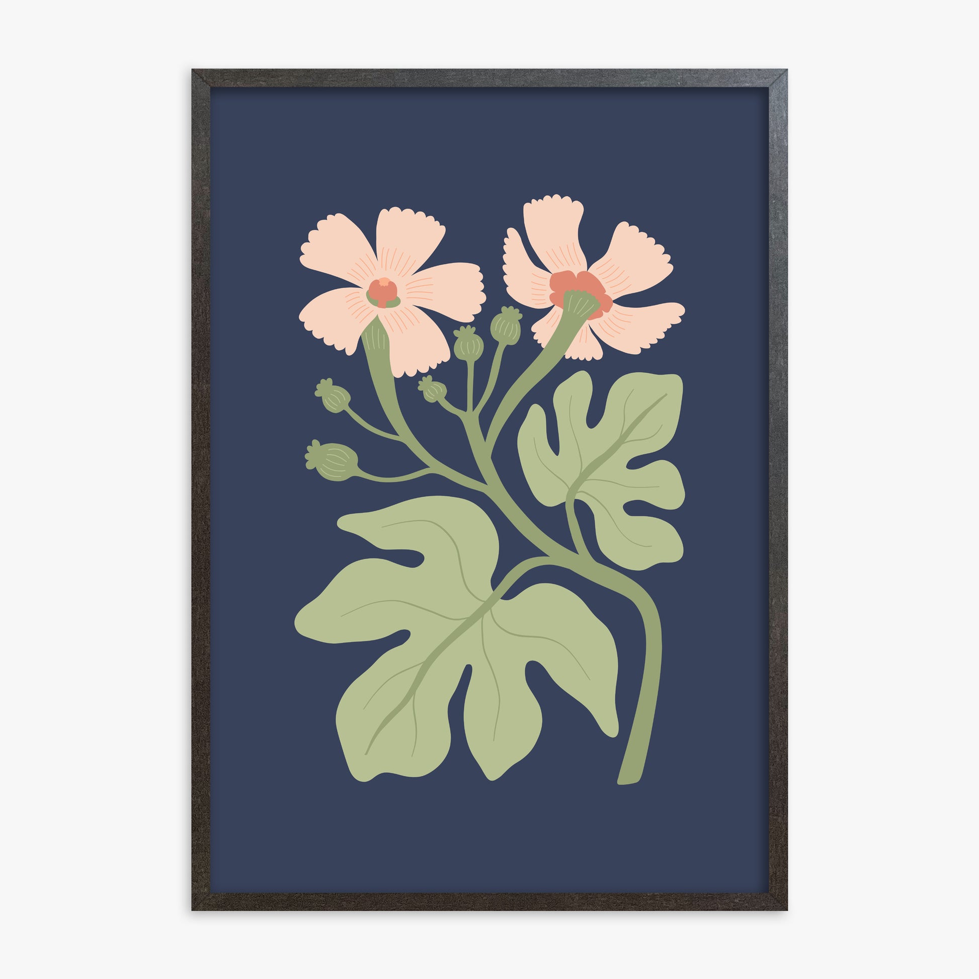 Midnight Garden Blooms, 70x100cm Framed Poster With Espresso Frame