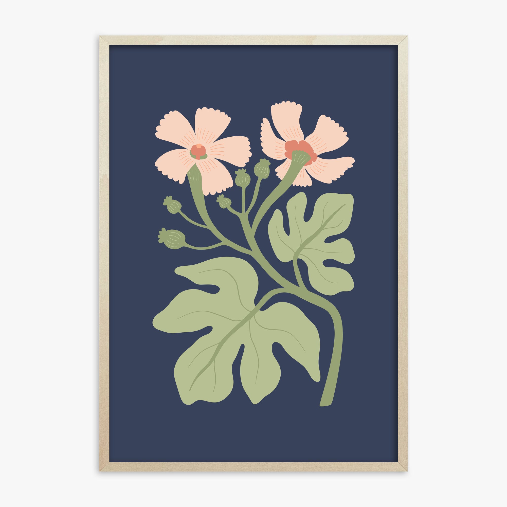 Midnight Garden Blooms, 70x100cm Framed Poster With Lime Wood Frame