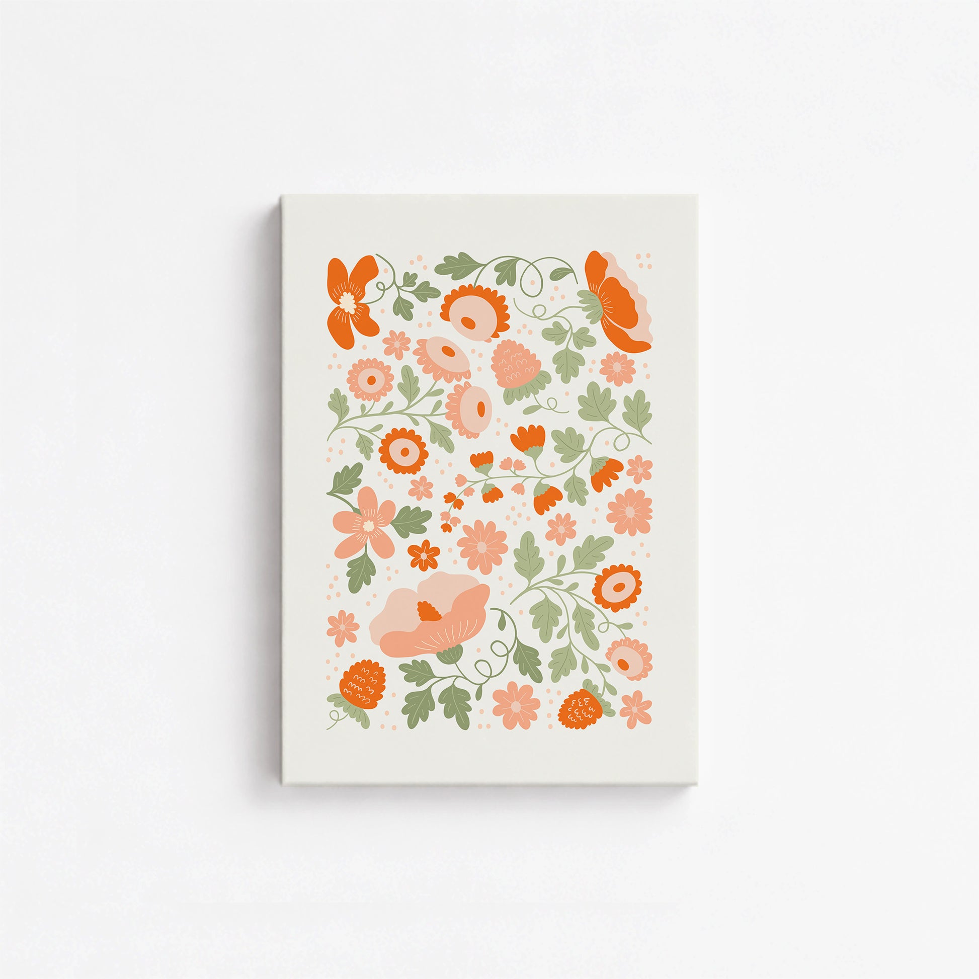 Coral Bloom Garden, 21x30cm Satin Canvas Poster