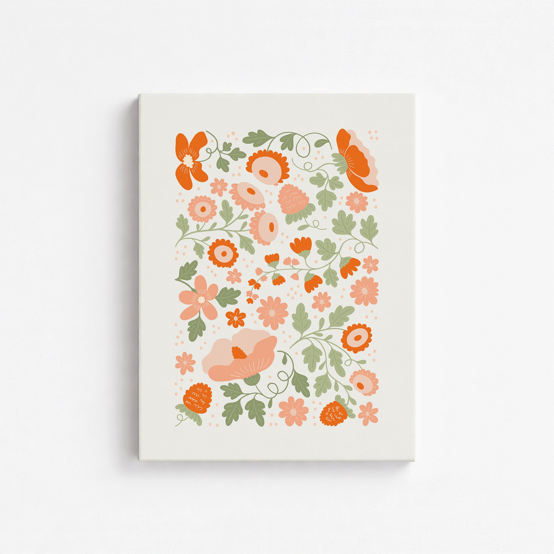 Coral Bloom Garden, 30x40cm Satin Canvas Poster