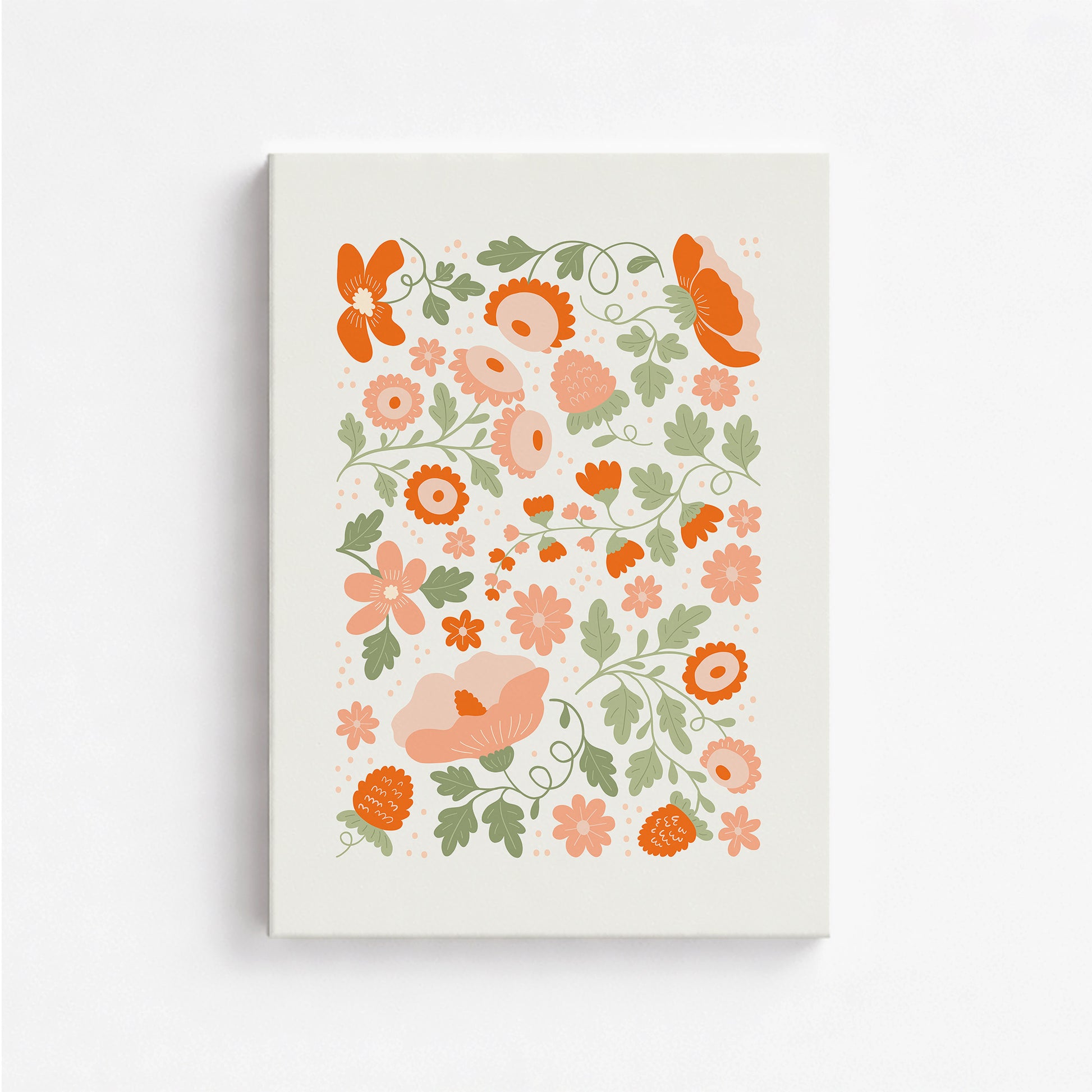 Coral Bloom Garden, 50x70cm Satin Canvas Poster