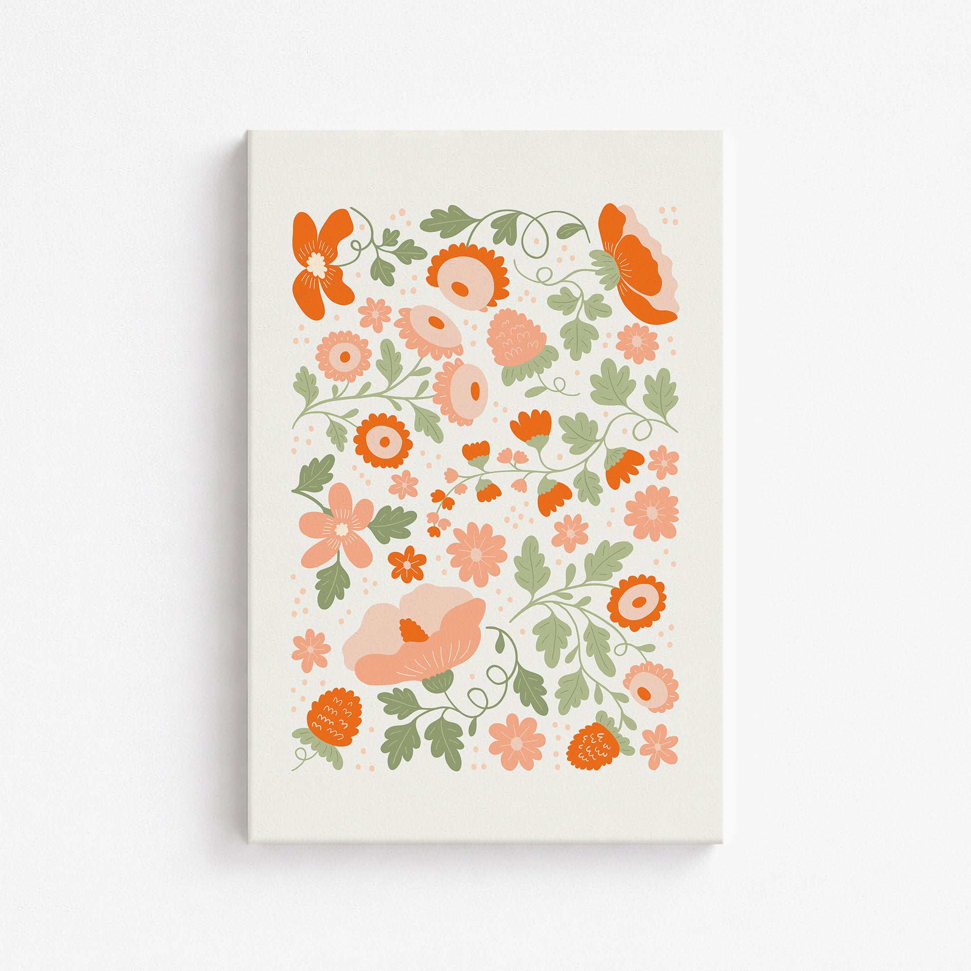 Coral Bloom Garden, 61x91cm Satin Canvas Poster